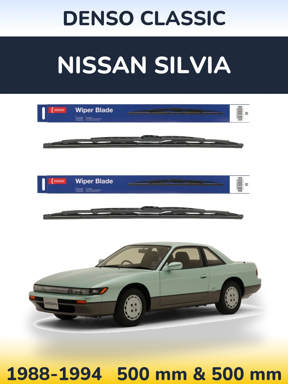 Komplet przednich wycieraczek Denso Classic 500 & 500 mm do Nissan Silvia 1988-1994