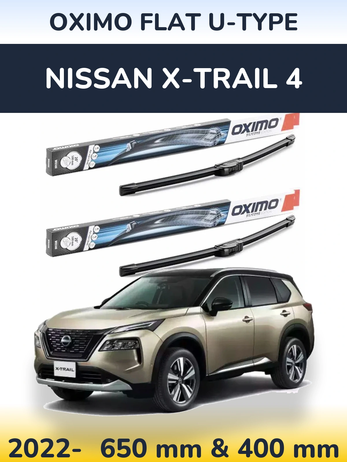 Komplet przednich wycieraczek Oximo Flat U-type 650 & 400 mm do Nissan X-Trail 4 2022-2026