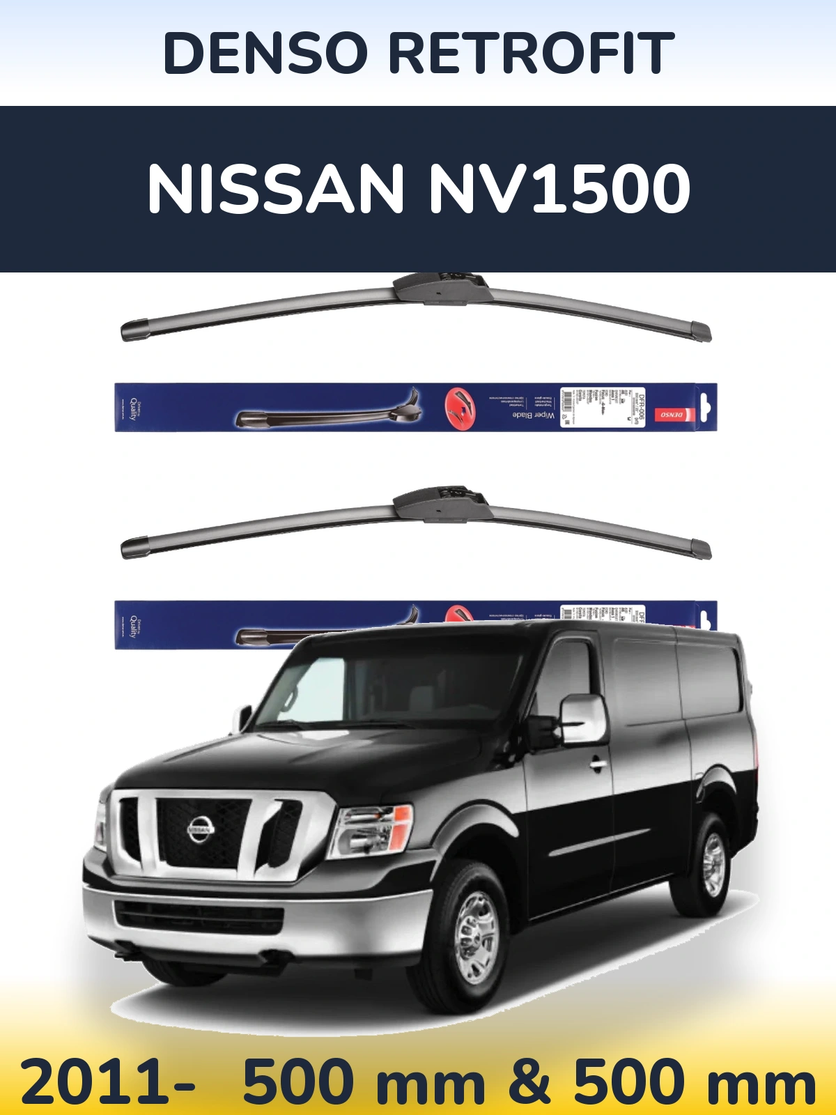 Komplet przednich wycieraczek Denso Retrofit 500 & 500 mm do Nissan NV1500 2011-2026