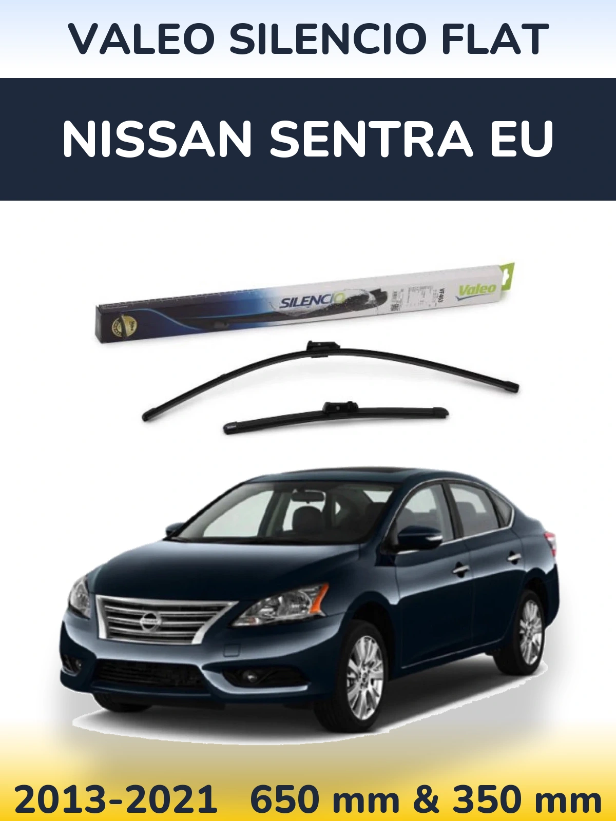 Komplet przednich wycieraczek Valeo Silencio Flat 650 & 350 mm do Nissan Sentra EU 2013-2021