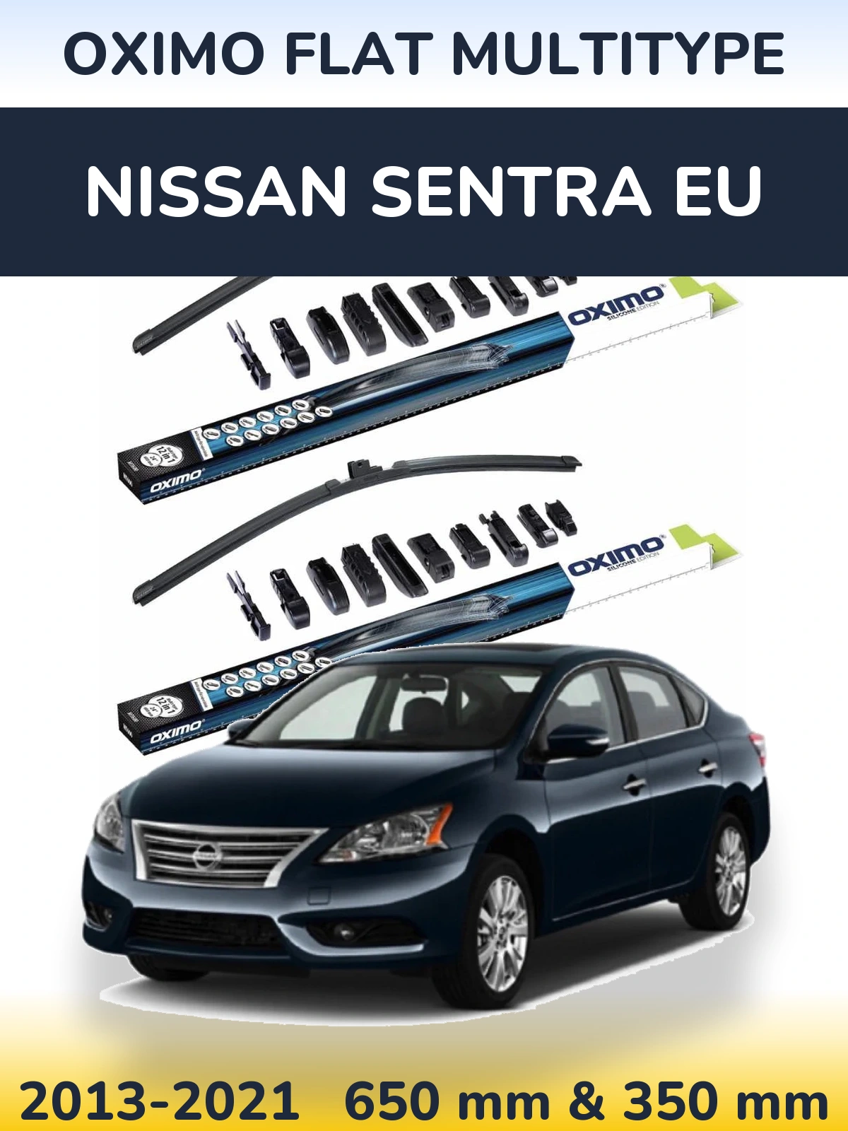 Комплект передніх щіток Oximo Flat MultiТипe 650 & 350 мм для Nissan Sentra EU 2013-2021