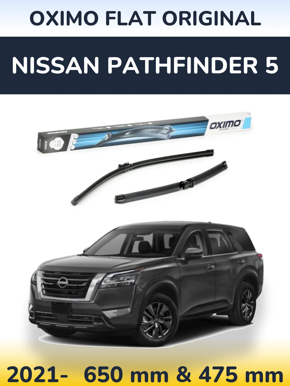 Komplet przednich wycieraczek Oximo Flat Original 650 & 475 mm do Nissan Pathfinder 5 2021-2026