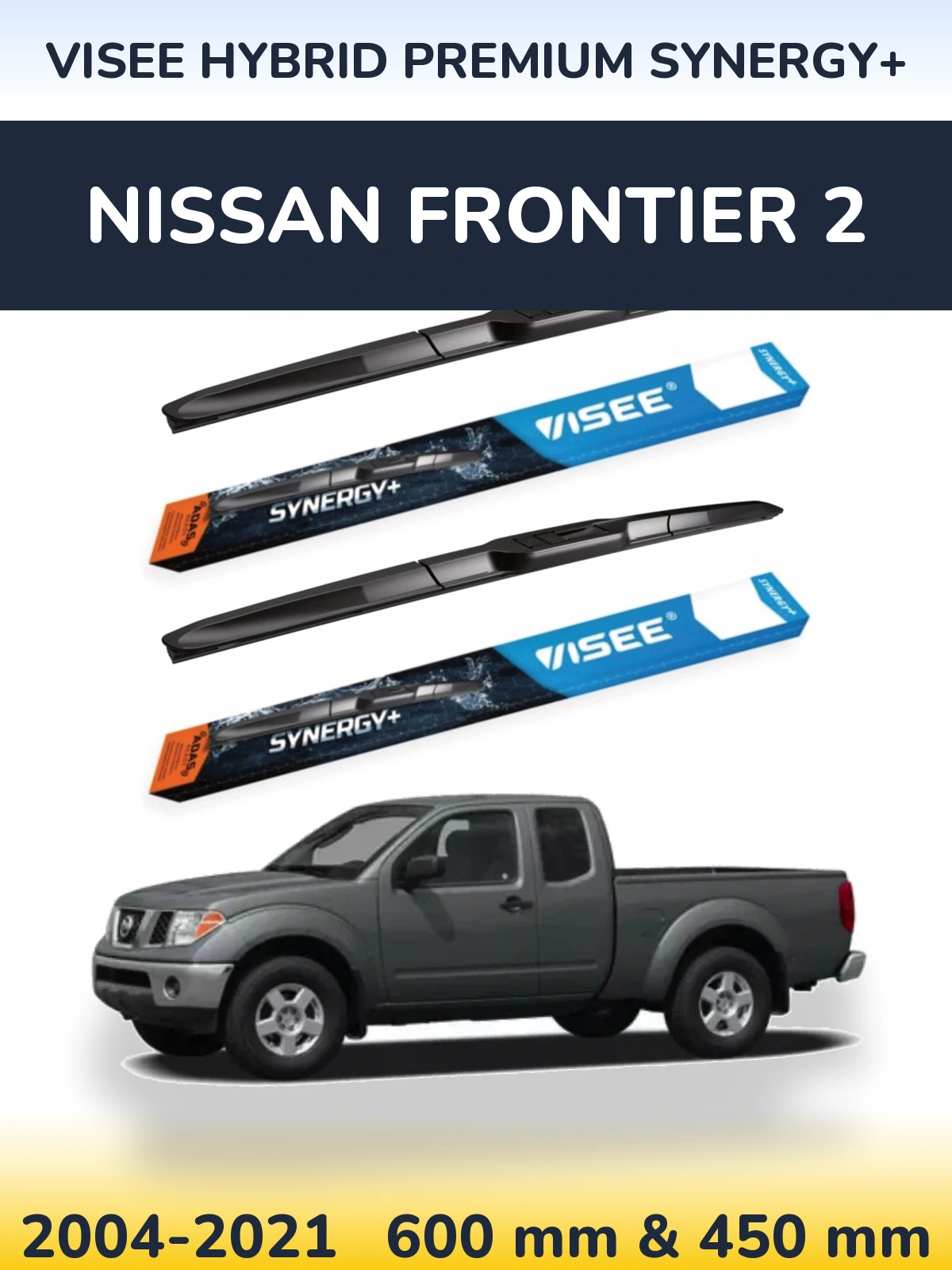 Комплект передніх щіток VISEE HYBRID PREMIUM SYNERGY+ 600 & 450 мм для Nissan Frontier 2 2004-2021