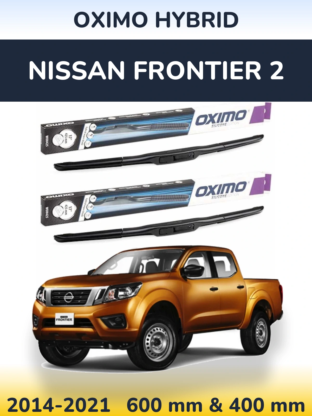 Комплект передних дворников Oximo Hybrid 600 & 400 мм для Nissan Frontier 2 2014-2021