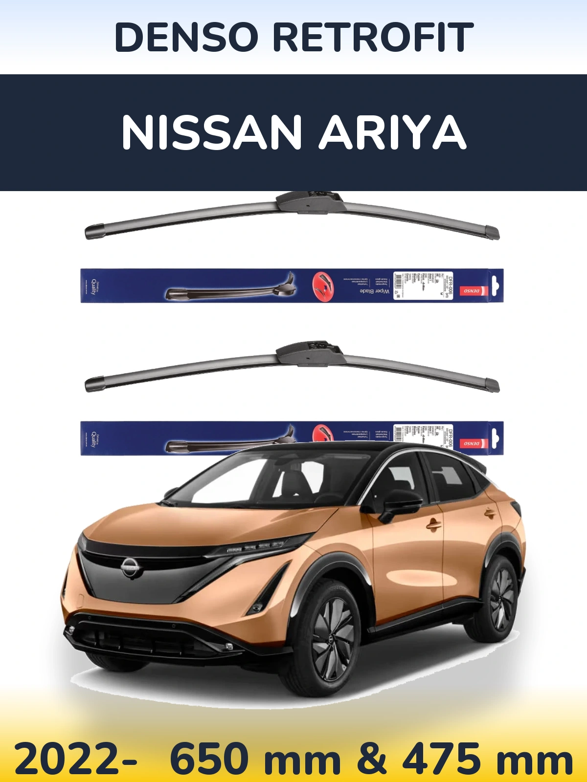 Komplet przednich wycieraczek Denso Retrofit 650 & 475 mm do Nissan Ariya 2022-2026