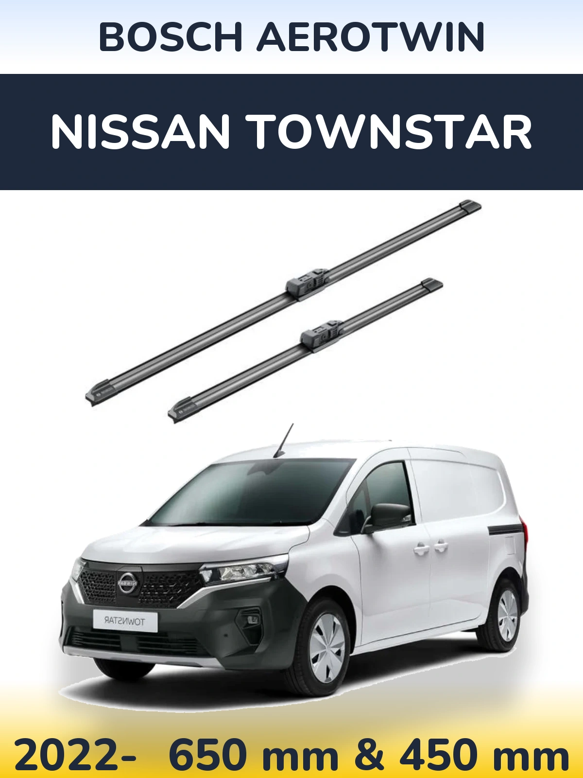 Komplet przednich wycieraczek BOSCH AeroTwin 650 & 450 mm do Nissan Townstar 2022-2026