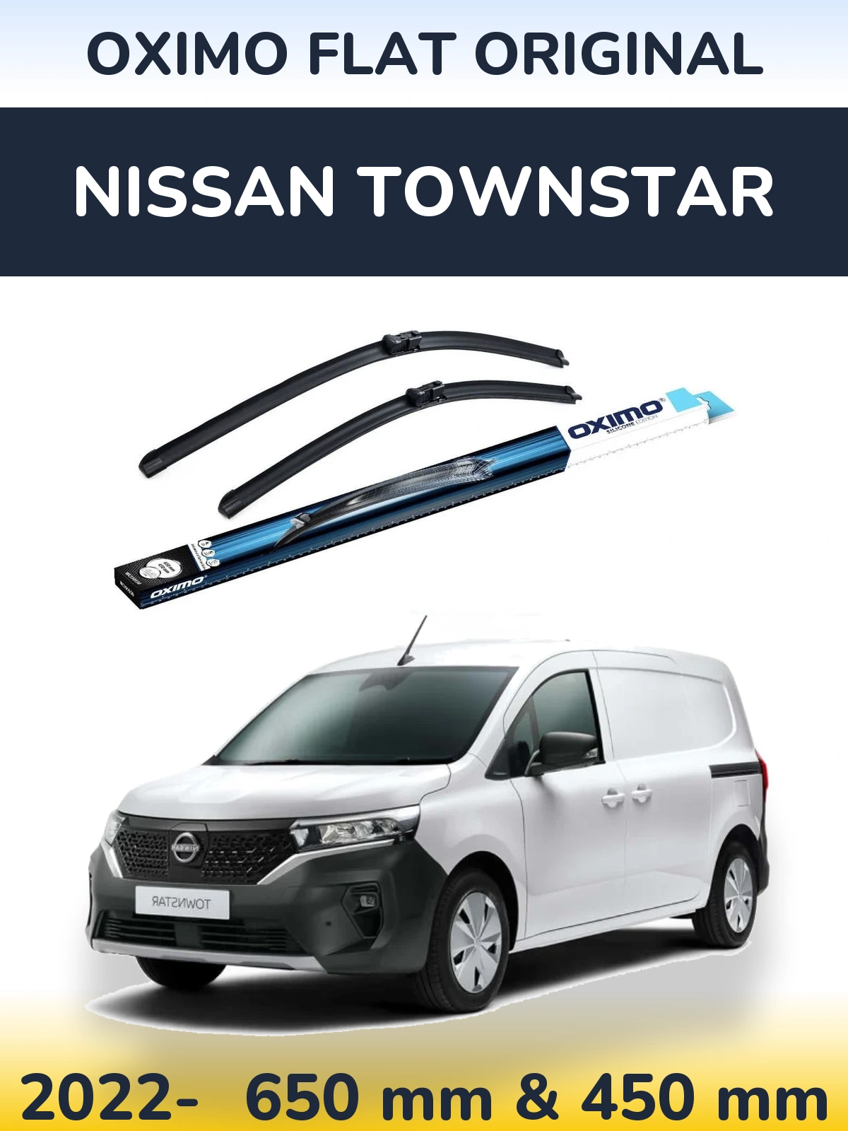 Komplet przednich wycieraczek Oximo Flat Original 650 & 450 mm do Nissan Townstar 2022-2026