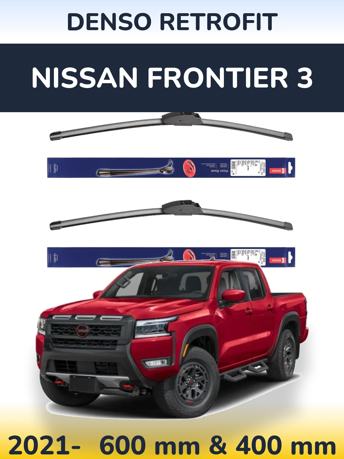 Комплект передніх щіток Denso Retrofit 600 & 400 мм для Nissan Frontier 3 2021-2026