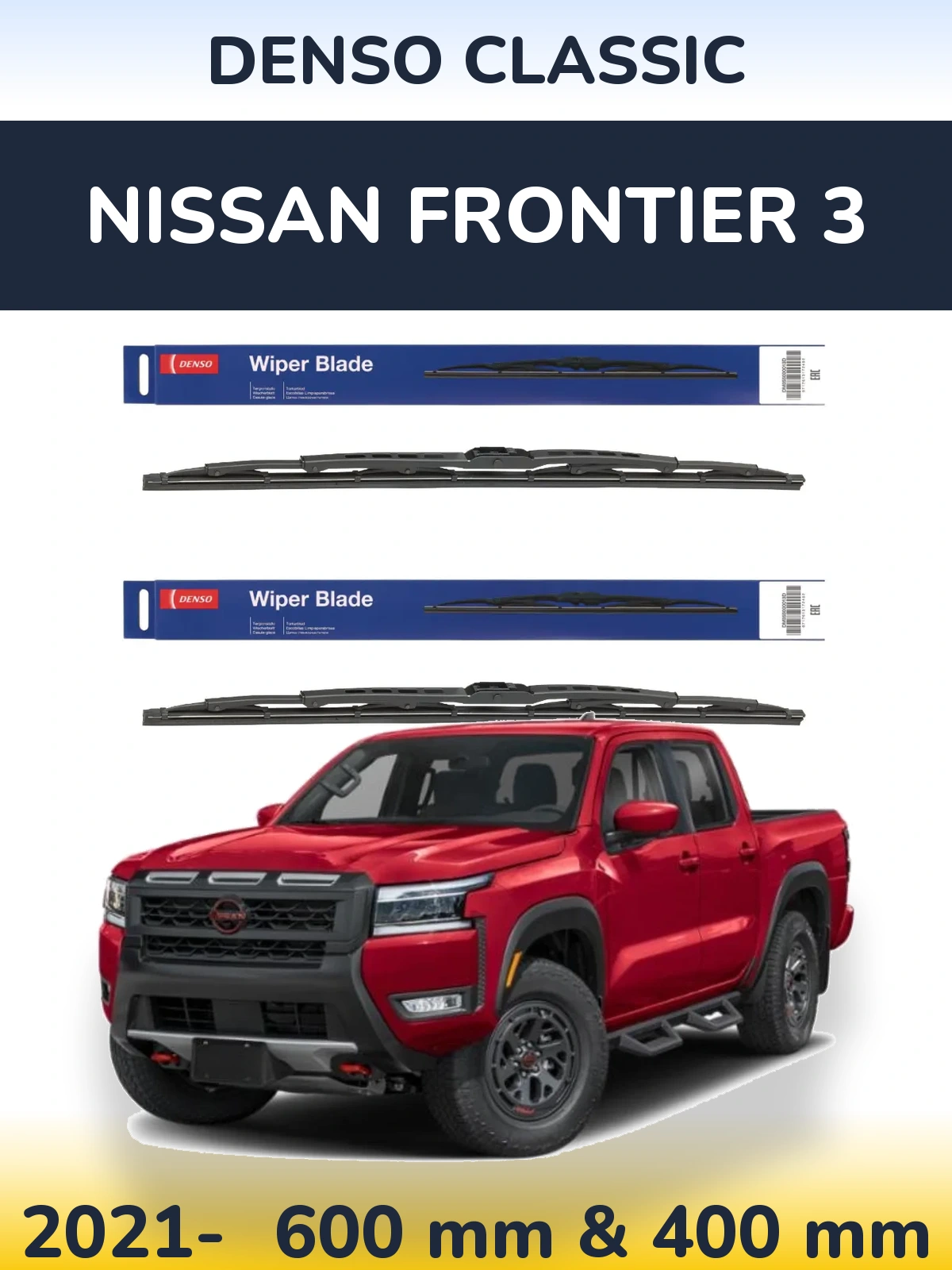Front wiper blade set Denso Classic 600 & 400 mm for Nissan Frontier 3 2021-2026