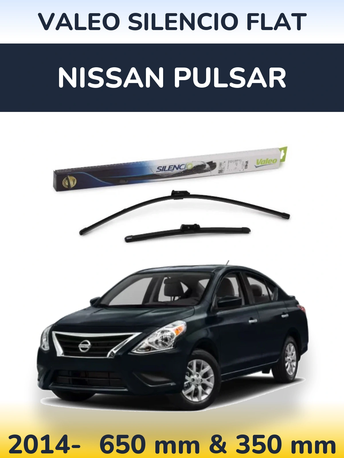 Komplet przednich wycieraczek Valeo Silencio Flat 650 & 350 mm do Nissan Pulsar 2014-2026