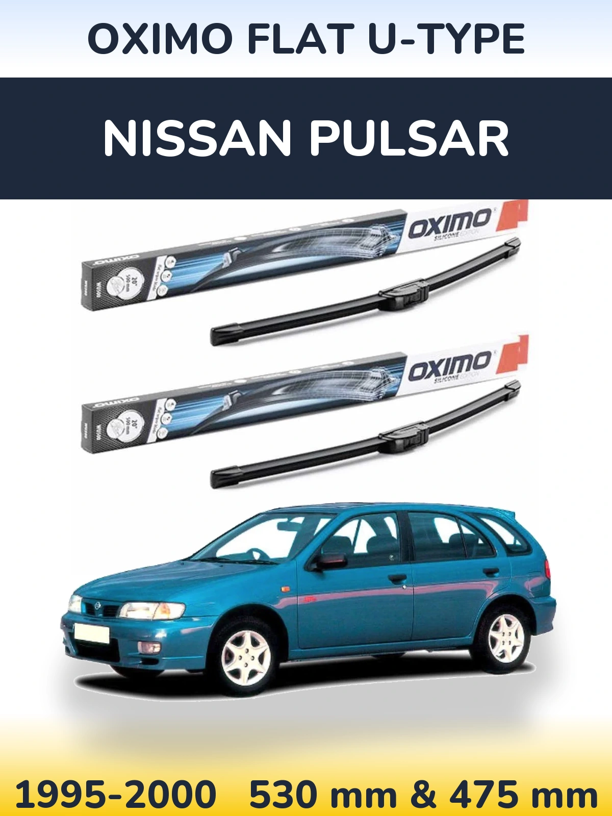 Komplet przednich wycieraczek Oximo Flat U-type 530 & 475 mm do Nissan Pulsar 1995-2000