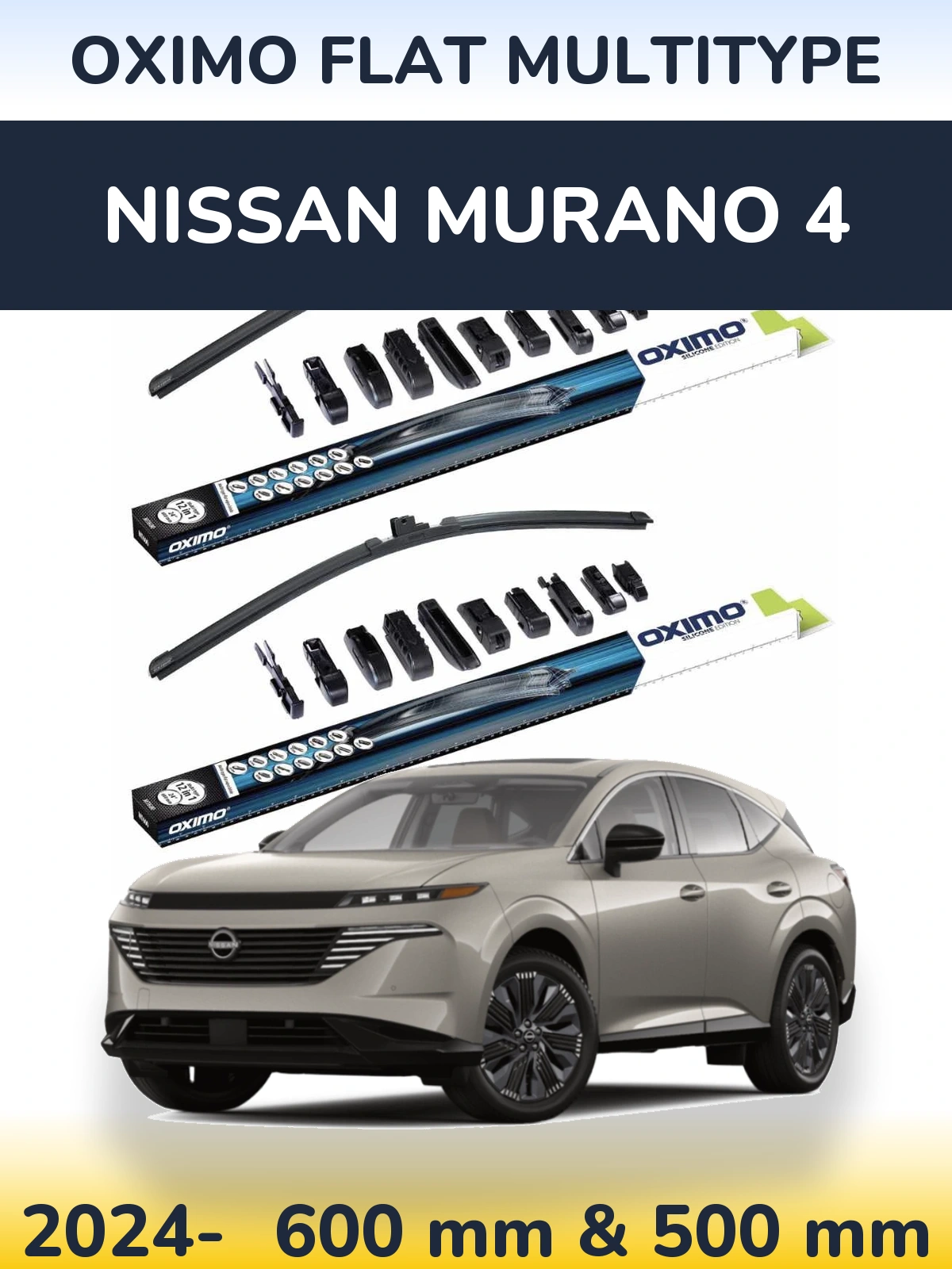 Komplet przednich wycieraczek Oximo Flat MultiType 600 & 500 mm do Nissan Murano 4 2024-2026