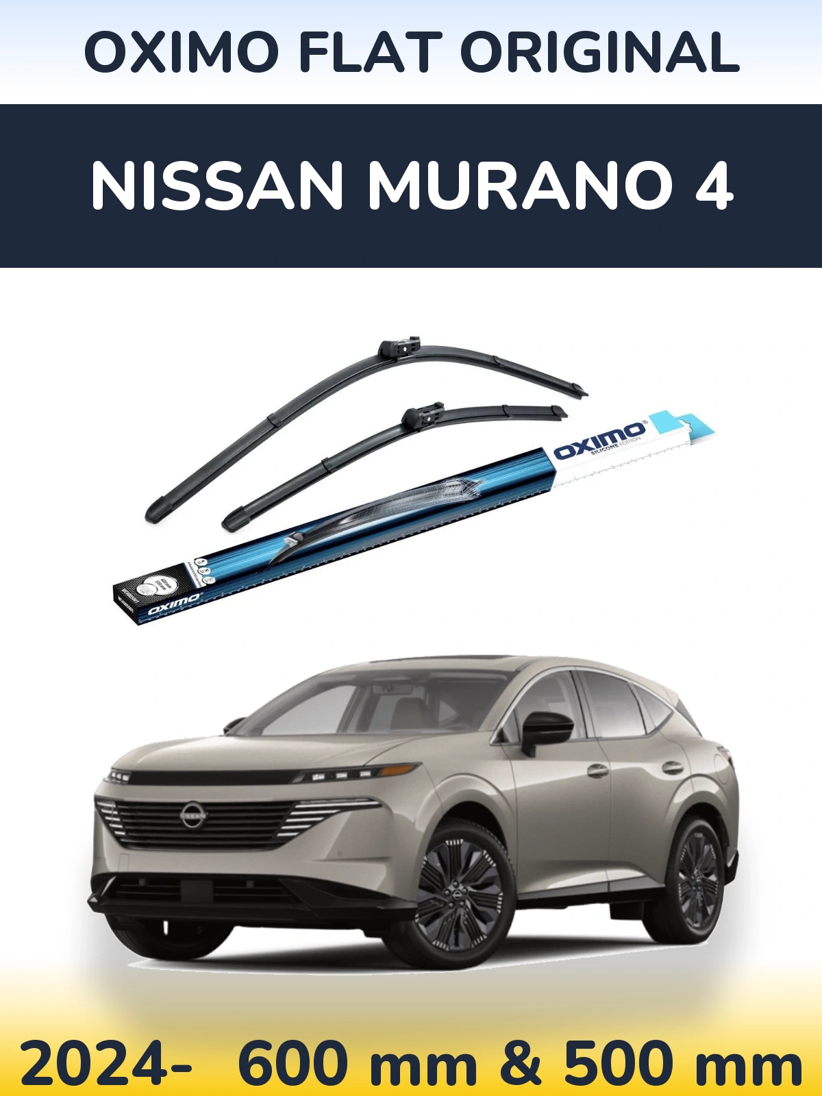 Комплект передних дворников Oximo Flat Original 600 & 500 мм для Nissan Murano 4 2024-2026