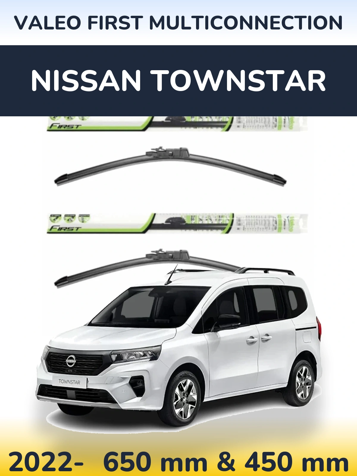 Комплект передних дворников Valeo First MultiConnection 650 & 450 мм для Nissan Townstar 2022-2026