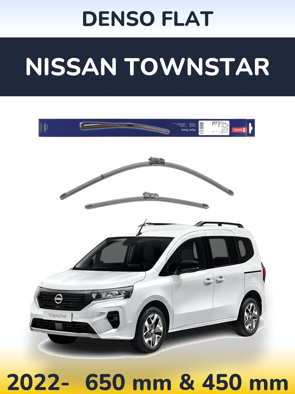 Komplet przednich wycieraczek Denso Flat 650 & 450 mm do Nissan Townstar 2022-2026