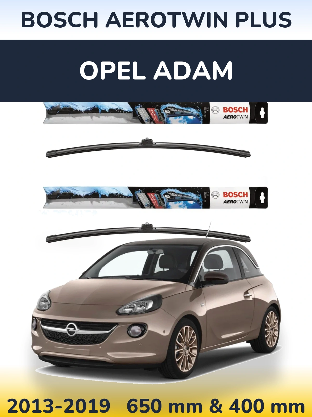Komplet przednich wycieraczek BOSCH AeroTwin Plus 650 & 400 mm do Opel Adam 2013-2019