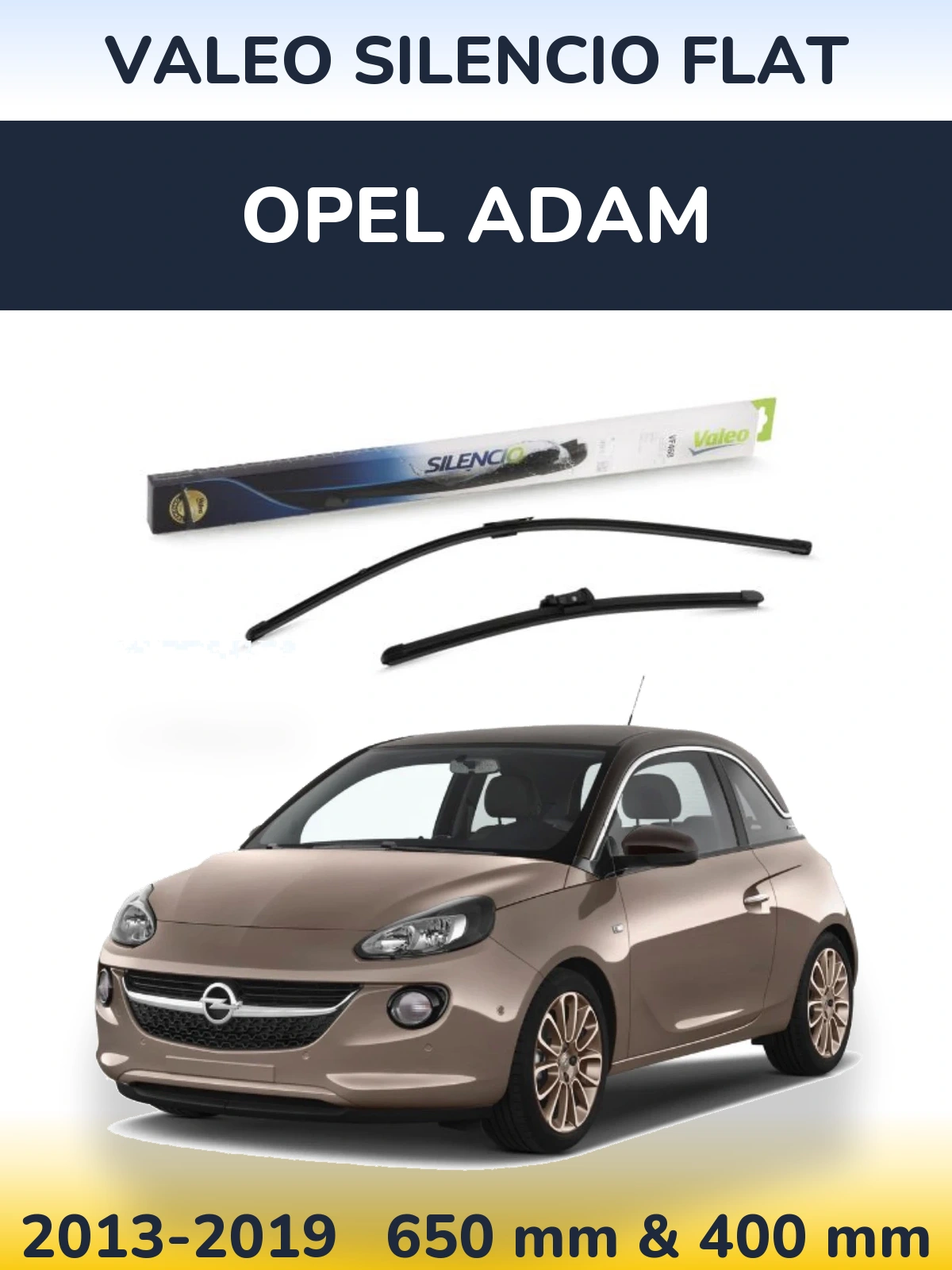 Комплект передних дворников Valeo Silencio Flat 650 & 400 мм для Opel Adam 2013-2019