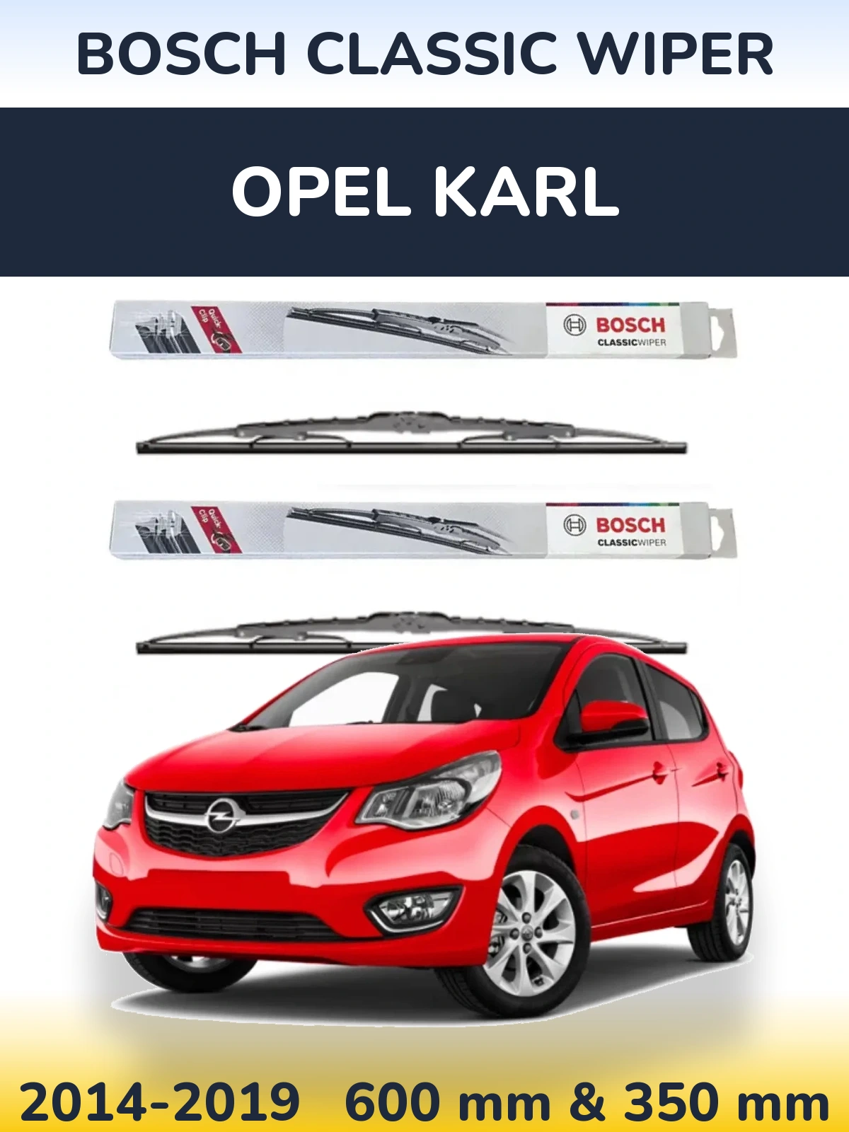 Komplet przednich wycieraczek BOSCH Classic Wiper 600 & 340 mm do Opel Karl 2014-2019