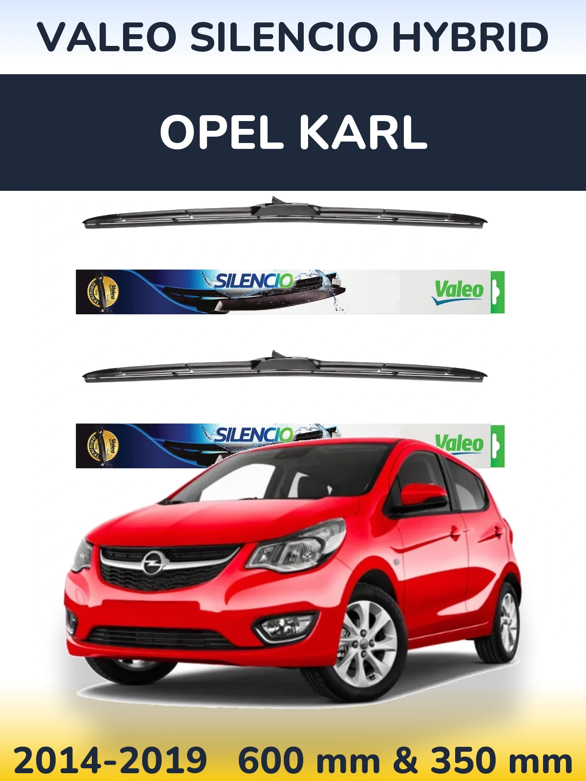 Комплект передних дворников Valeo Silencio Hybrid 600 & 350 мм для Opel Karl 2014-2019