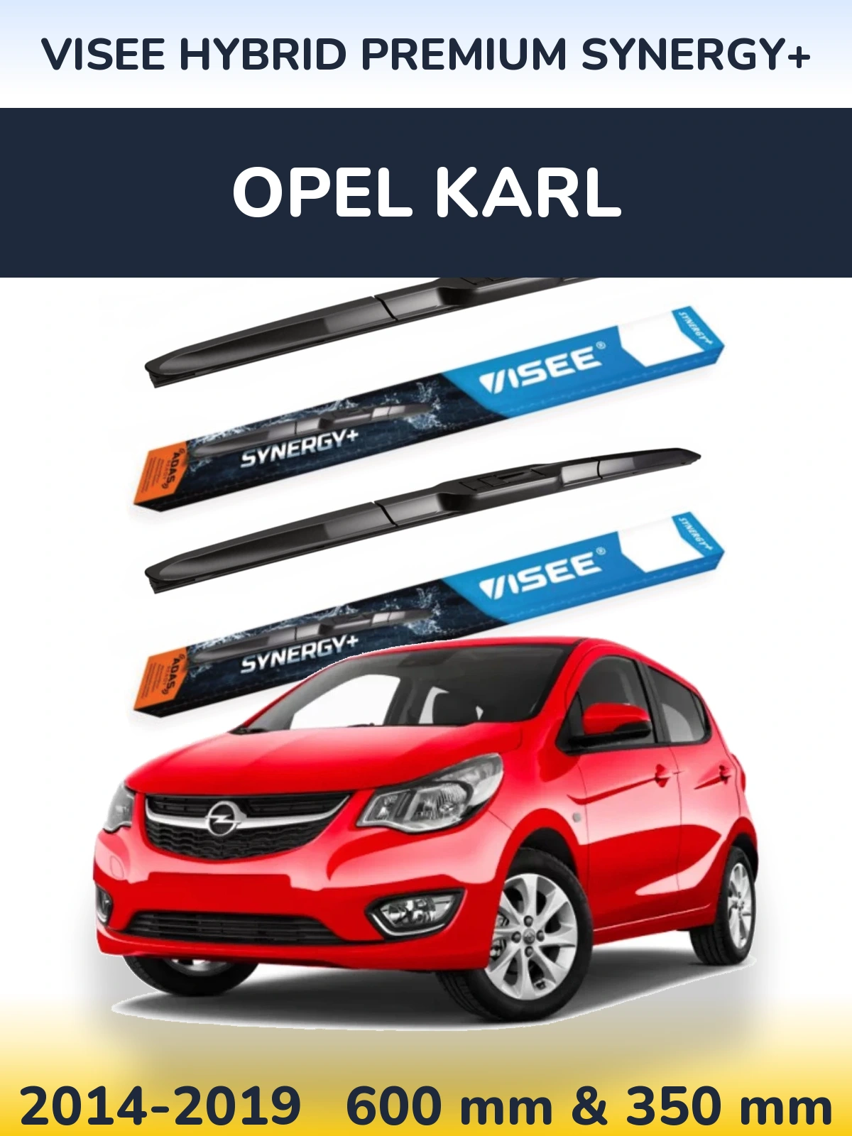 Комплект передних дворников VISEE HYBRID PREMIUM SYNERGY+ 600 & 350 мм для Opel Karl 2014-2019