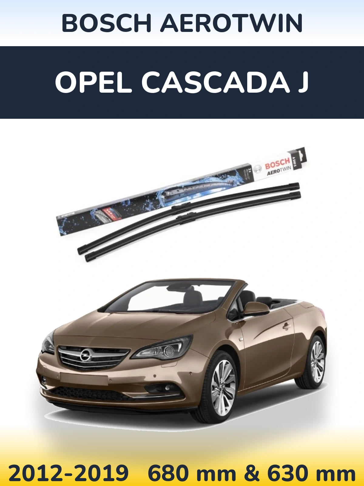 Komplet przednich wycieraczek BOSCH AeroTwin 675 & 625 mm do Opel Cascada J 2012-2019