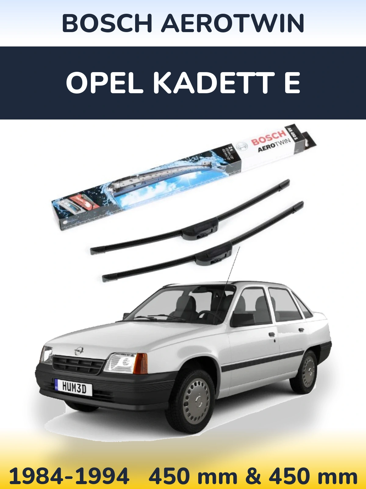 Комплект передніх щіток BOSCH AeroTwin 450 & 450 мм для Opel Kadett E 1984-1994