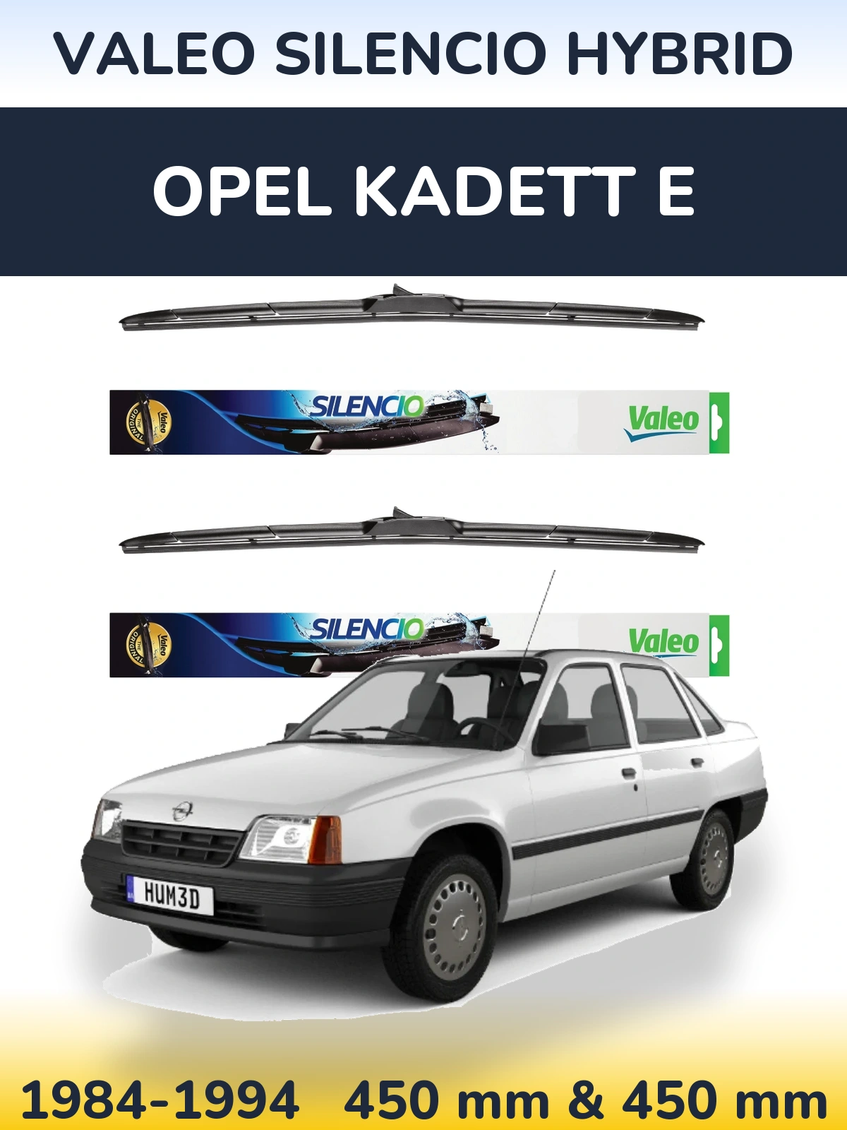 Комплект передних дворников Valeo Silencio Hybrid 450 & 450 мм для Opel Kadett E 1984-1994