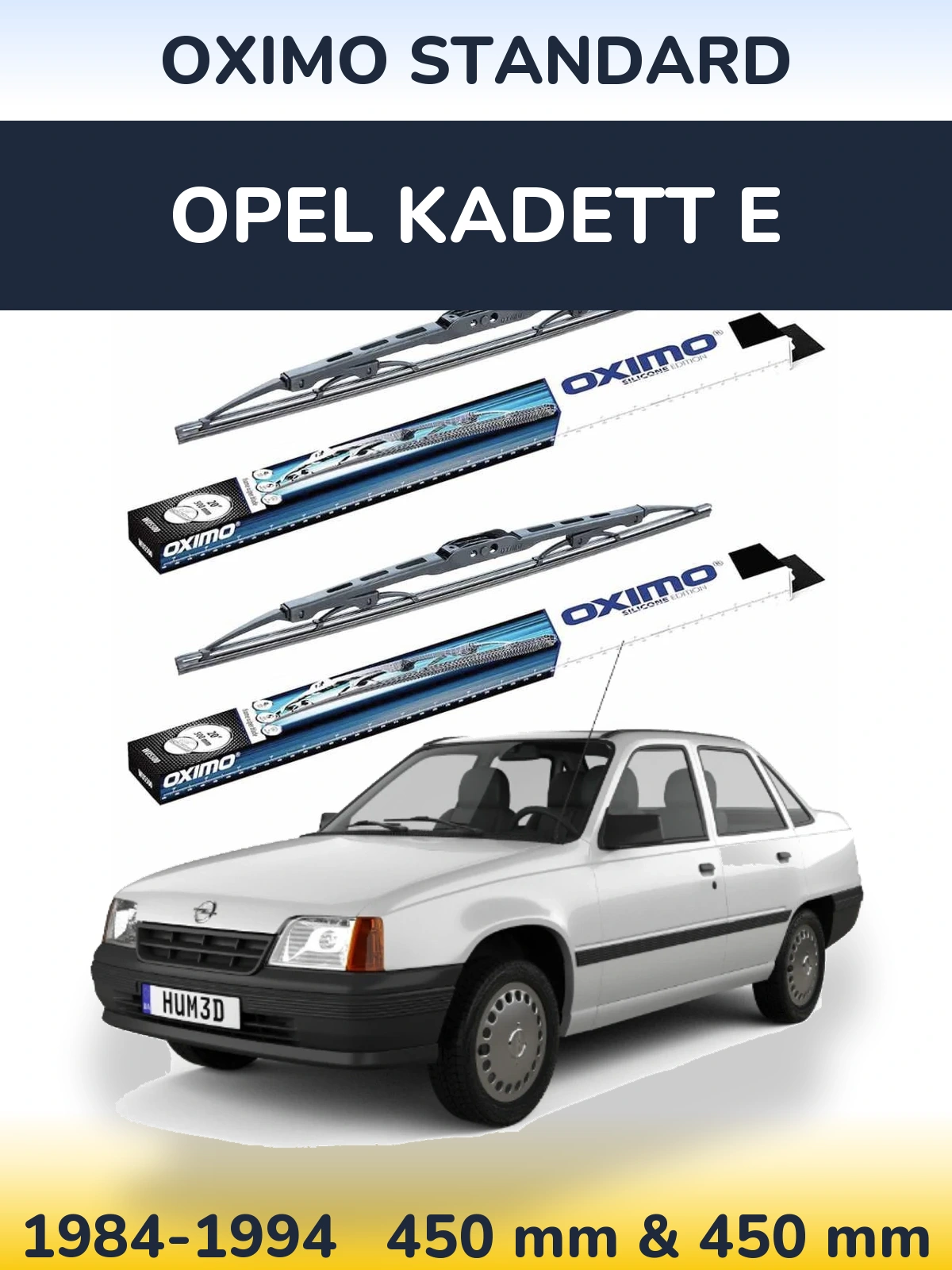 Front wiper blade set Oximo Standard 450 & 450 mm for Opel Kadett E 1984-1994