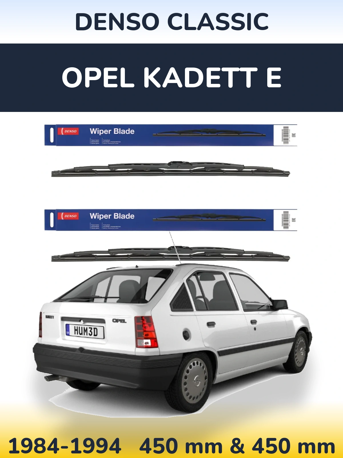 Komplet przednich wycieraczek Denso Classic 450 & 450 mm do Opel Kadett E 1984-1994