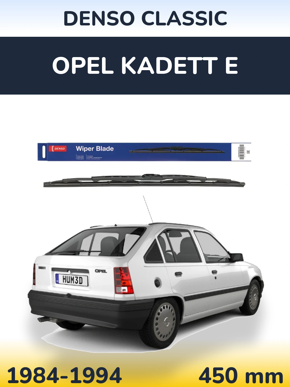 Rear wiper blade Denso Classic 450 mm for Opel Kadett E 1984-1994