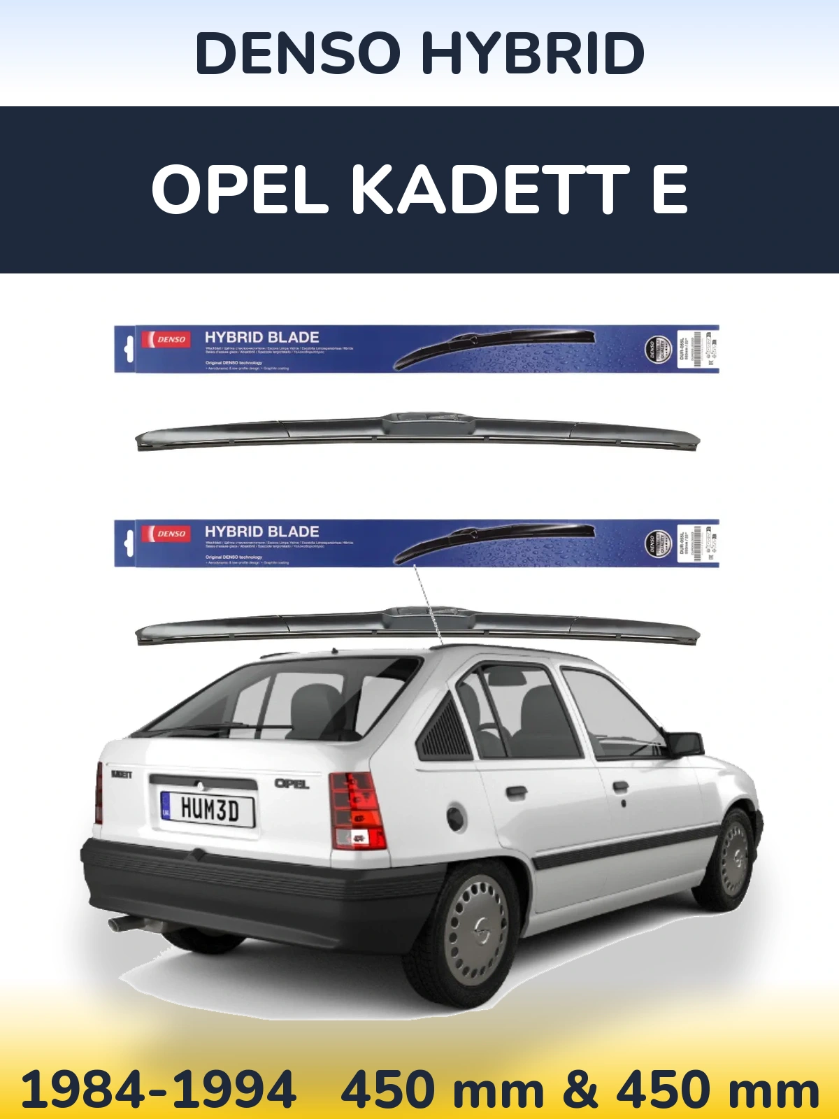 Комплект передних дворников Denso Hybrid 450 & 450 мм для Opel Kadett E 1984-1994