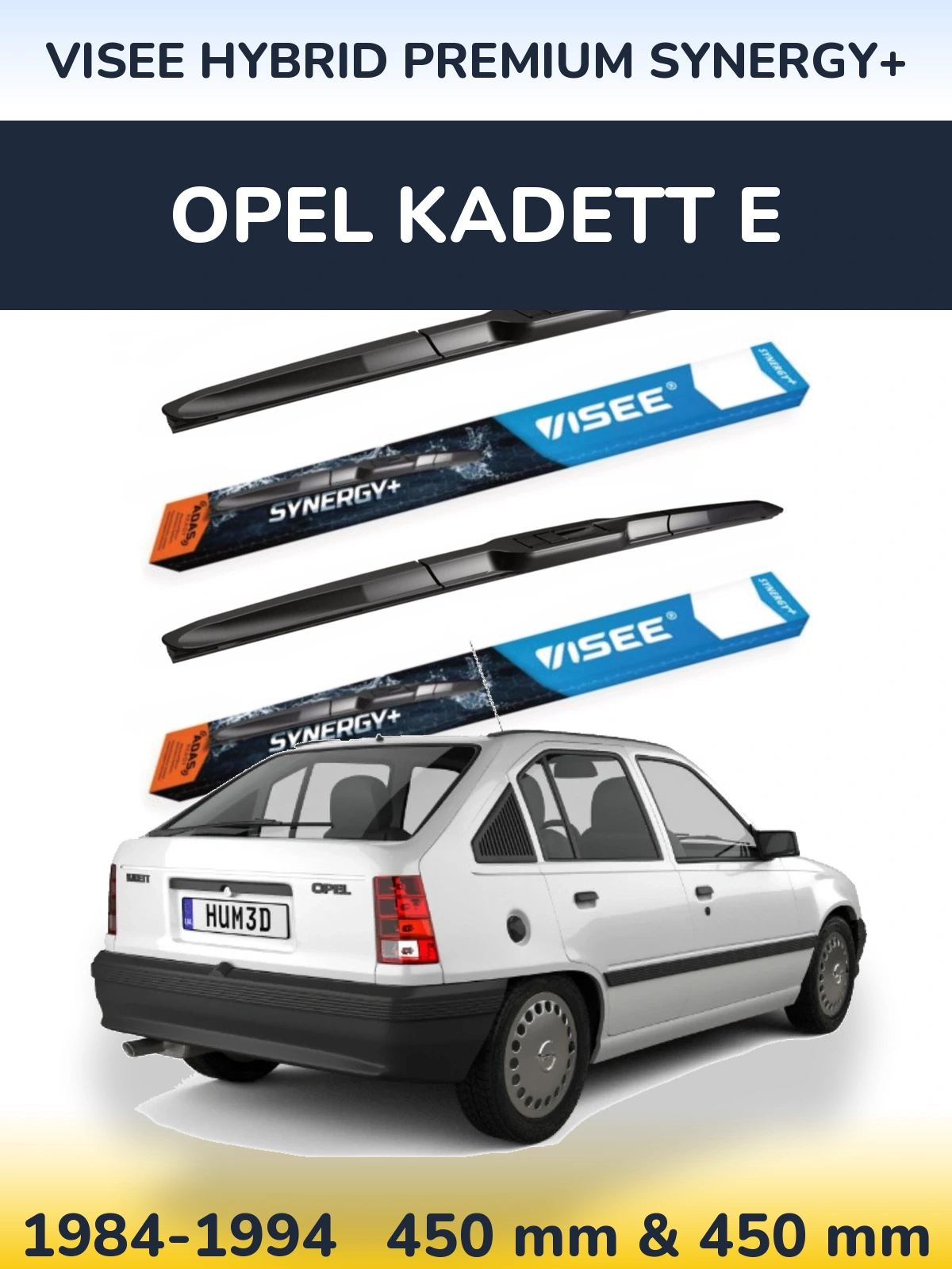 Front wiper blade set VISEE HYBRID PREMIUM SYNERGY+ 450 & 450 mm for Opel Kadett E 1984-1994