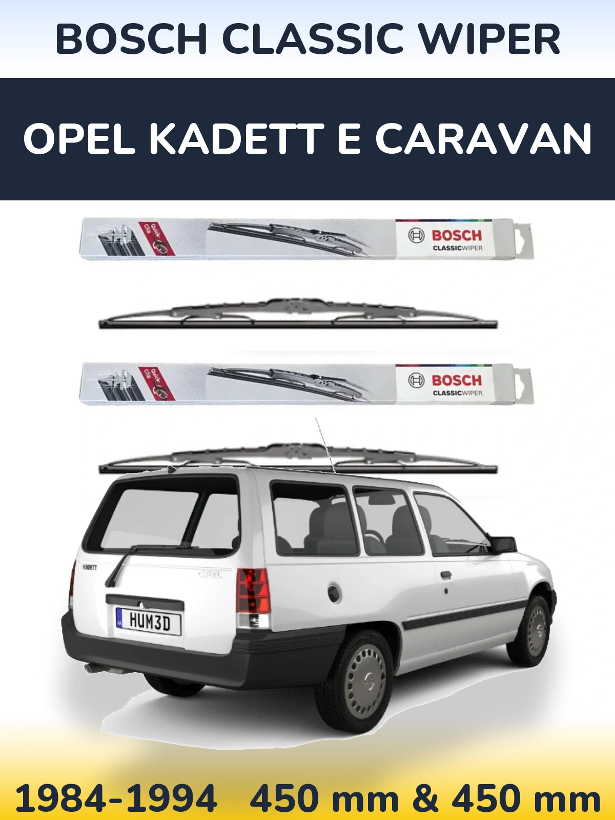 Komplet przednich wycieraczek BOSCH Classic Wiper 450 & 450 mm do Opel Kadett E Caravan 1984-1994