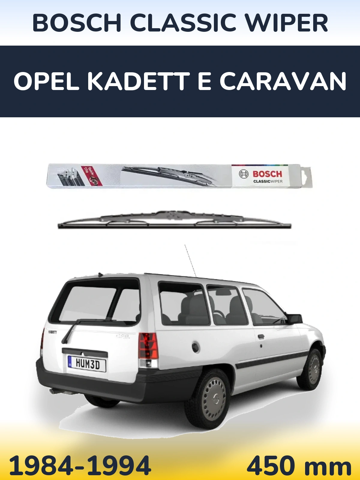 Rear wiper blade BOSCH Classic Wiper 450 mm for Opel Kadett E Caravan 1984-1994