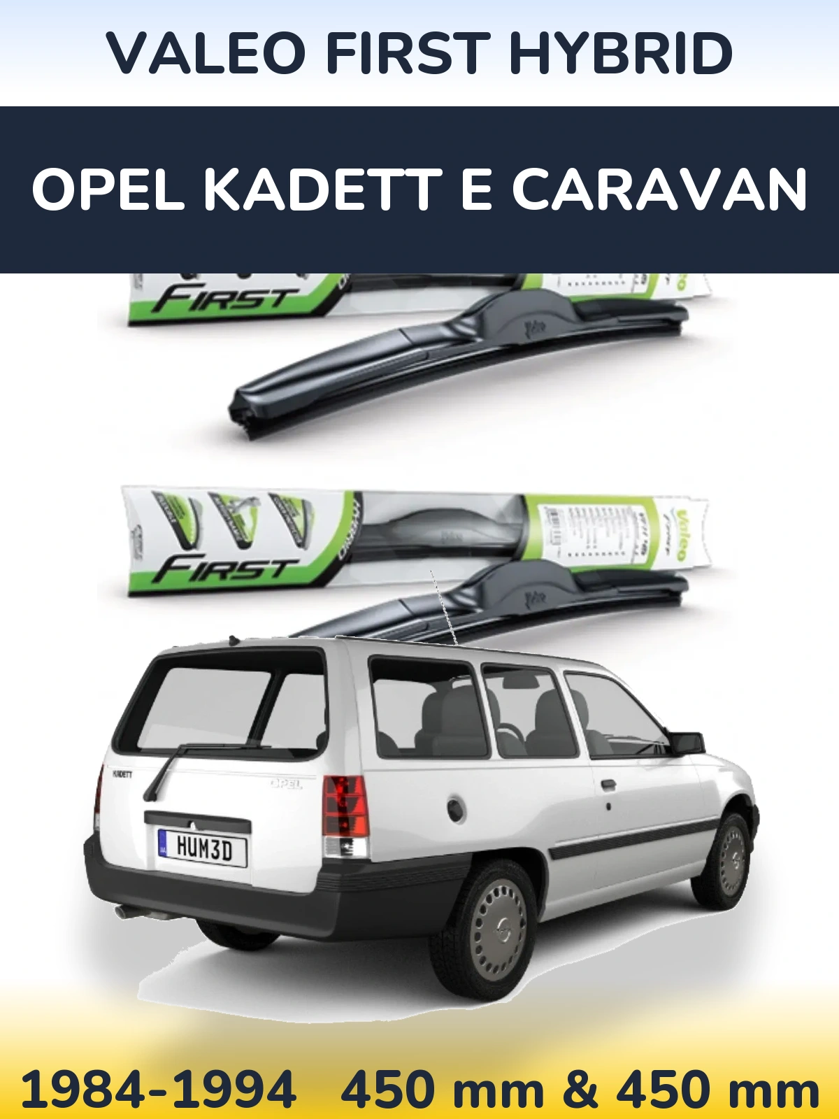 Комплект передних дворников Valeo First Hybrid 450 & 450 мм для Opel Kadett E Caravan 1984-1994