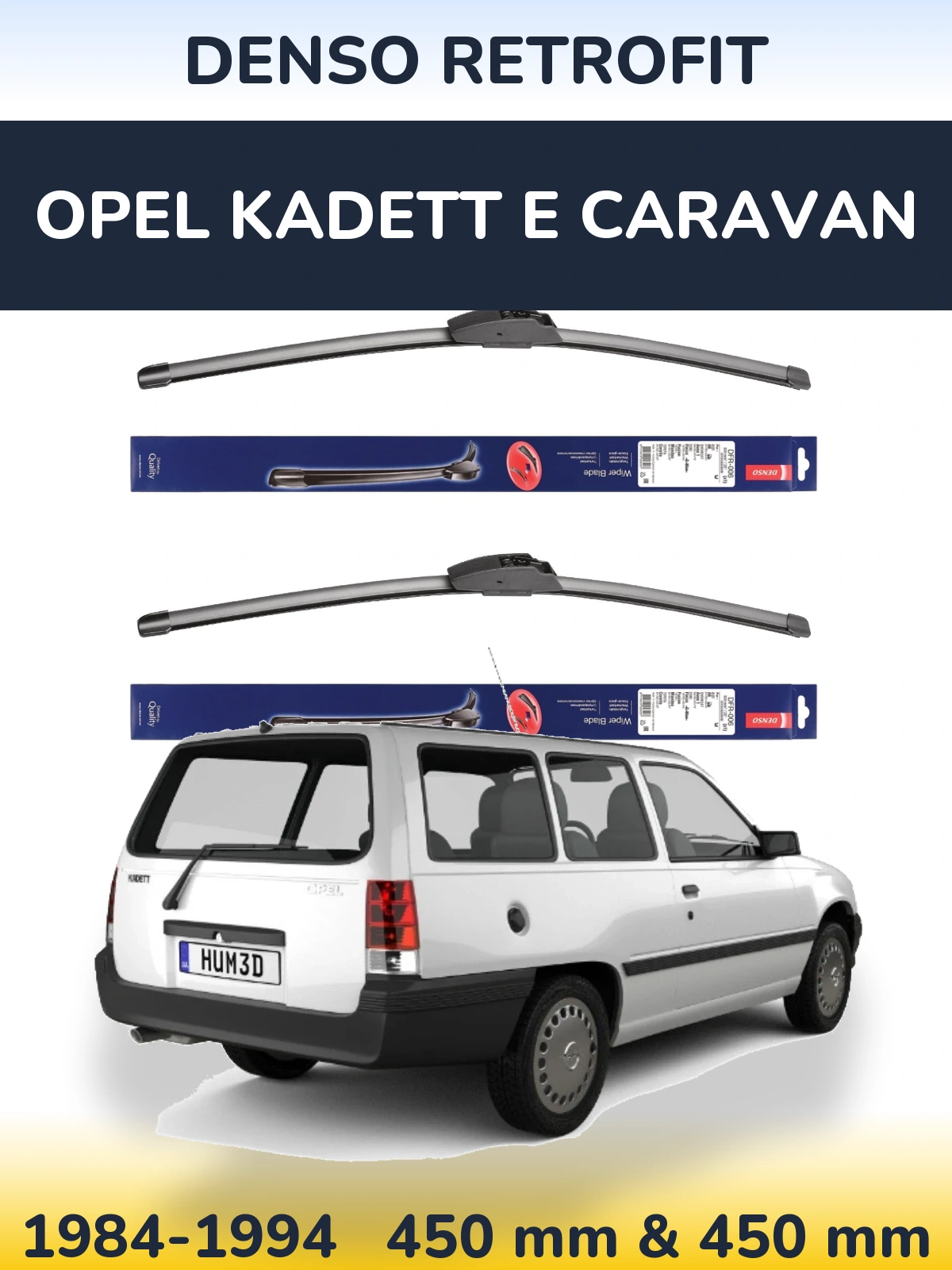 Комплект передних дворников Denso Retrofit 450 & 450 мм для Opel Kadett E Caravan 1984-1994