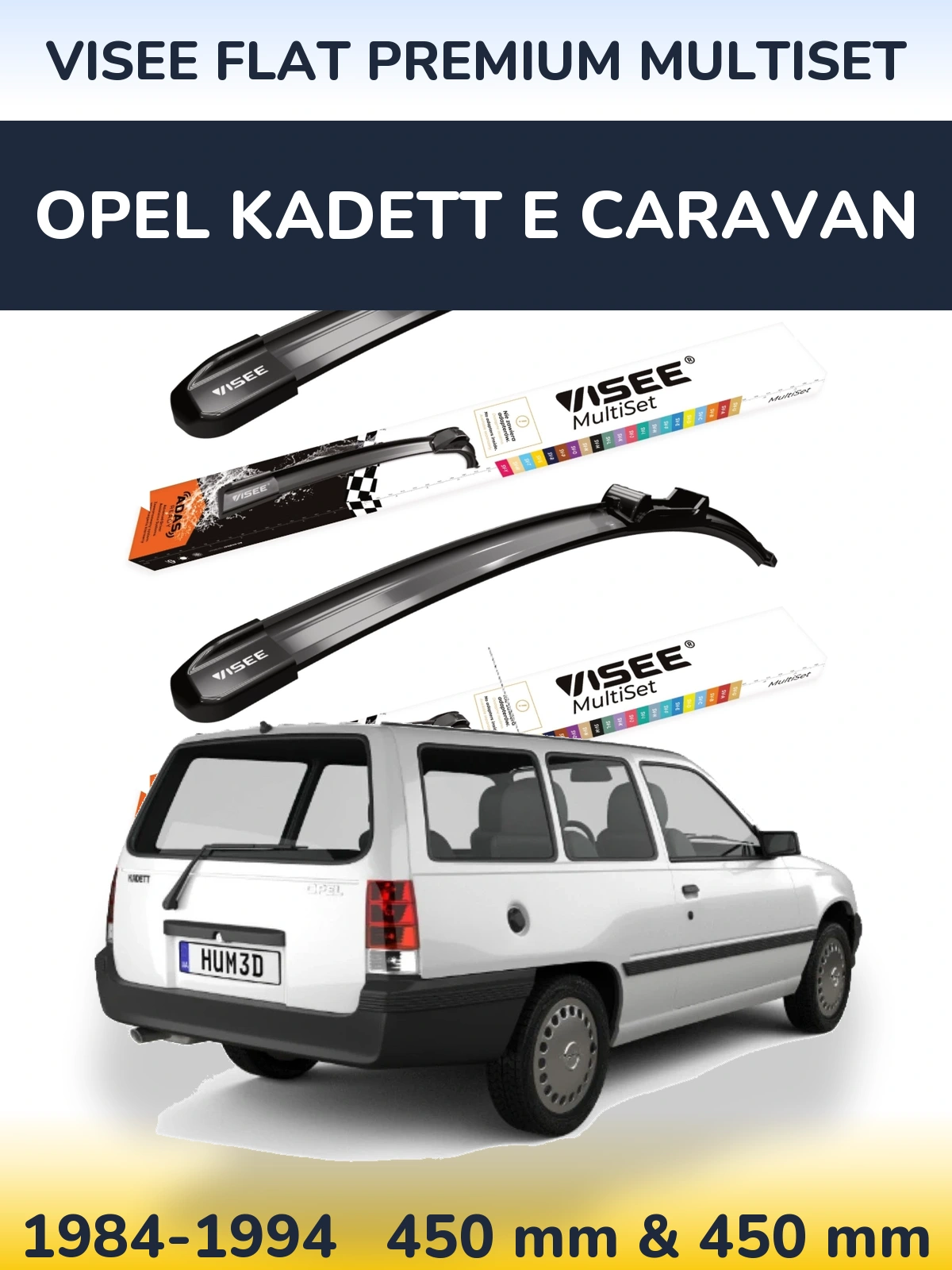 Komplet przednich wycieraczek VISEE FLAT PREMIUM MultiSet 450 & 450 mm do Opel Kadett E Caravan 1984-1994