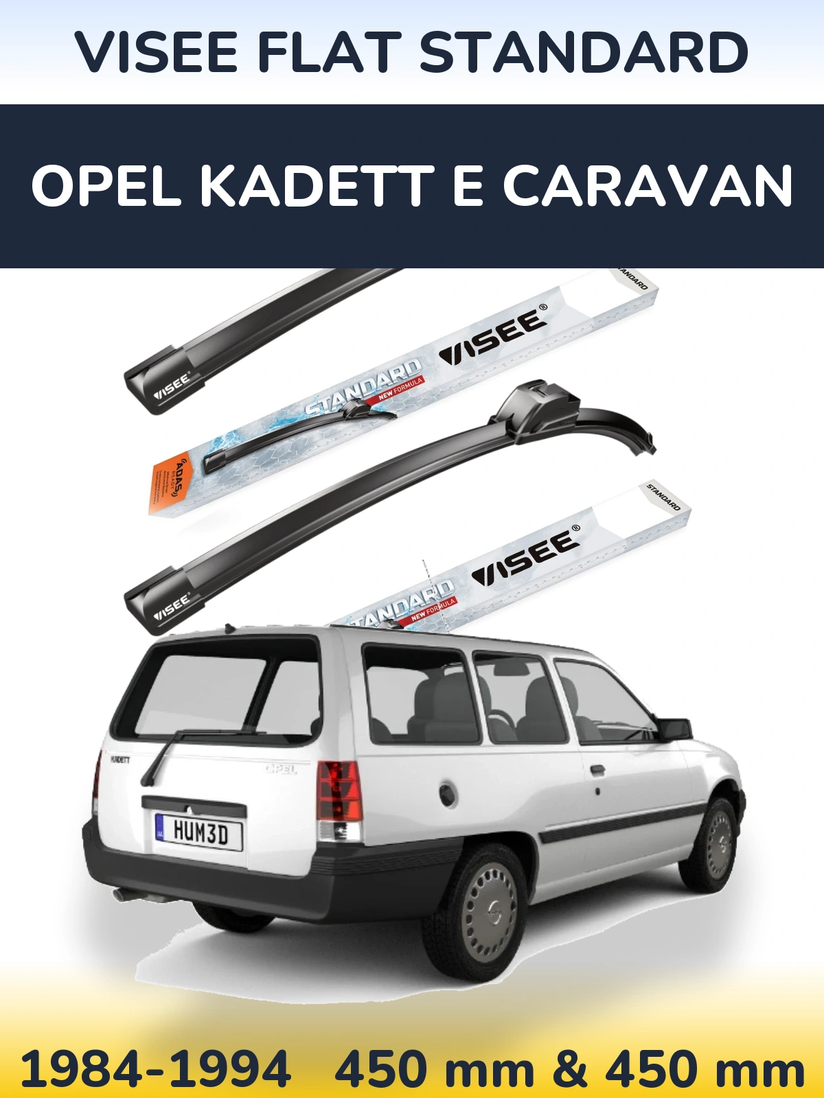 Komplet przednich wycieraczek VISEE FLAT STANDARD 450 & 450 mm do Opel Kadett E Caravan 1984-1994