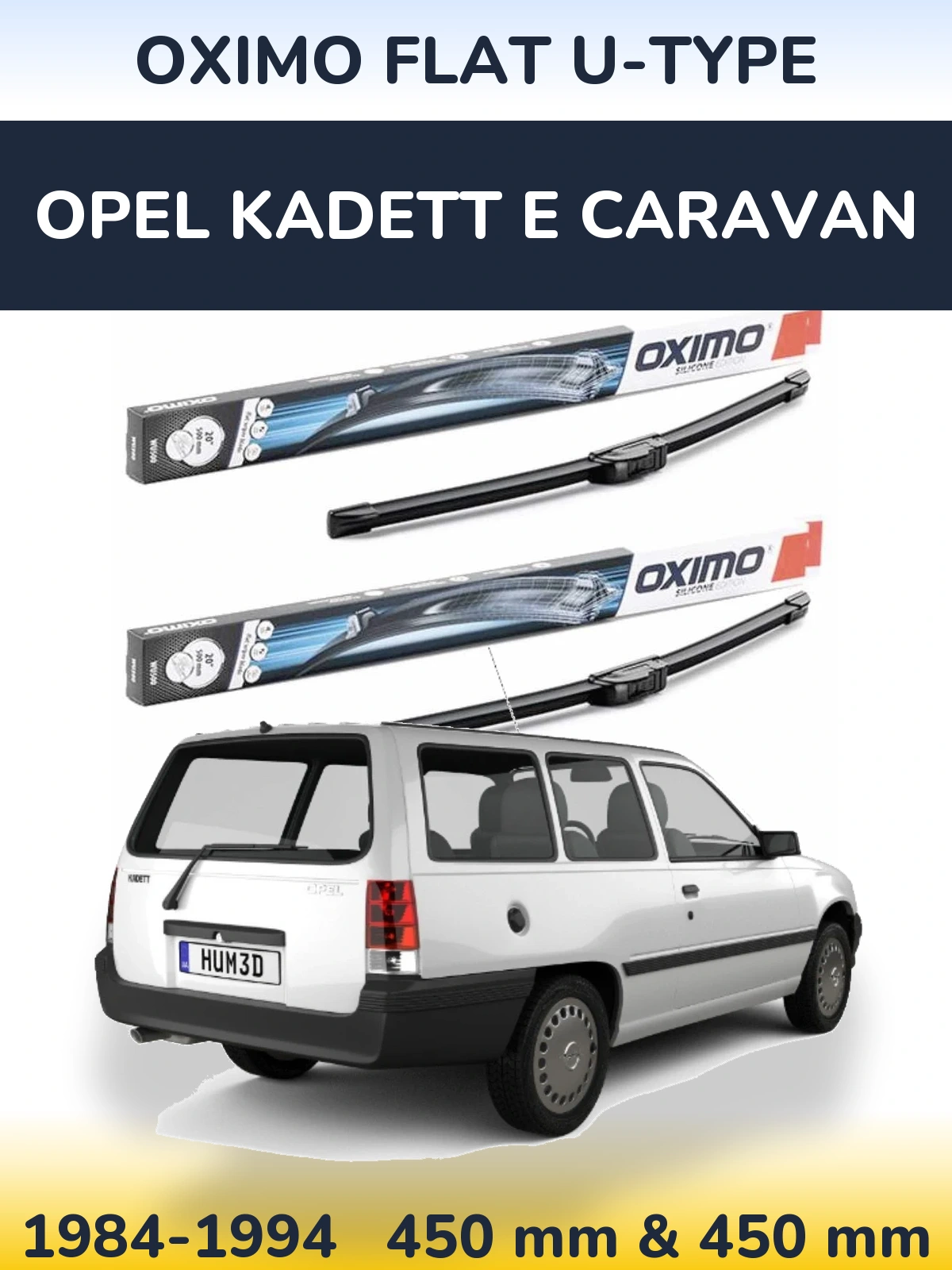 Komplet przednich wycieraczek Oximo Flat U-type 450 & 450 mm do Opel Kadett E Caravan 1984-1994