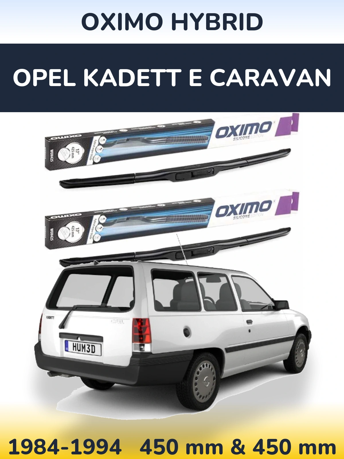 Komplet przednich wycieraczek Oximo Hybrid 450 & 450 mm do Opel Kadett E Caravan 1984-1994