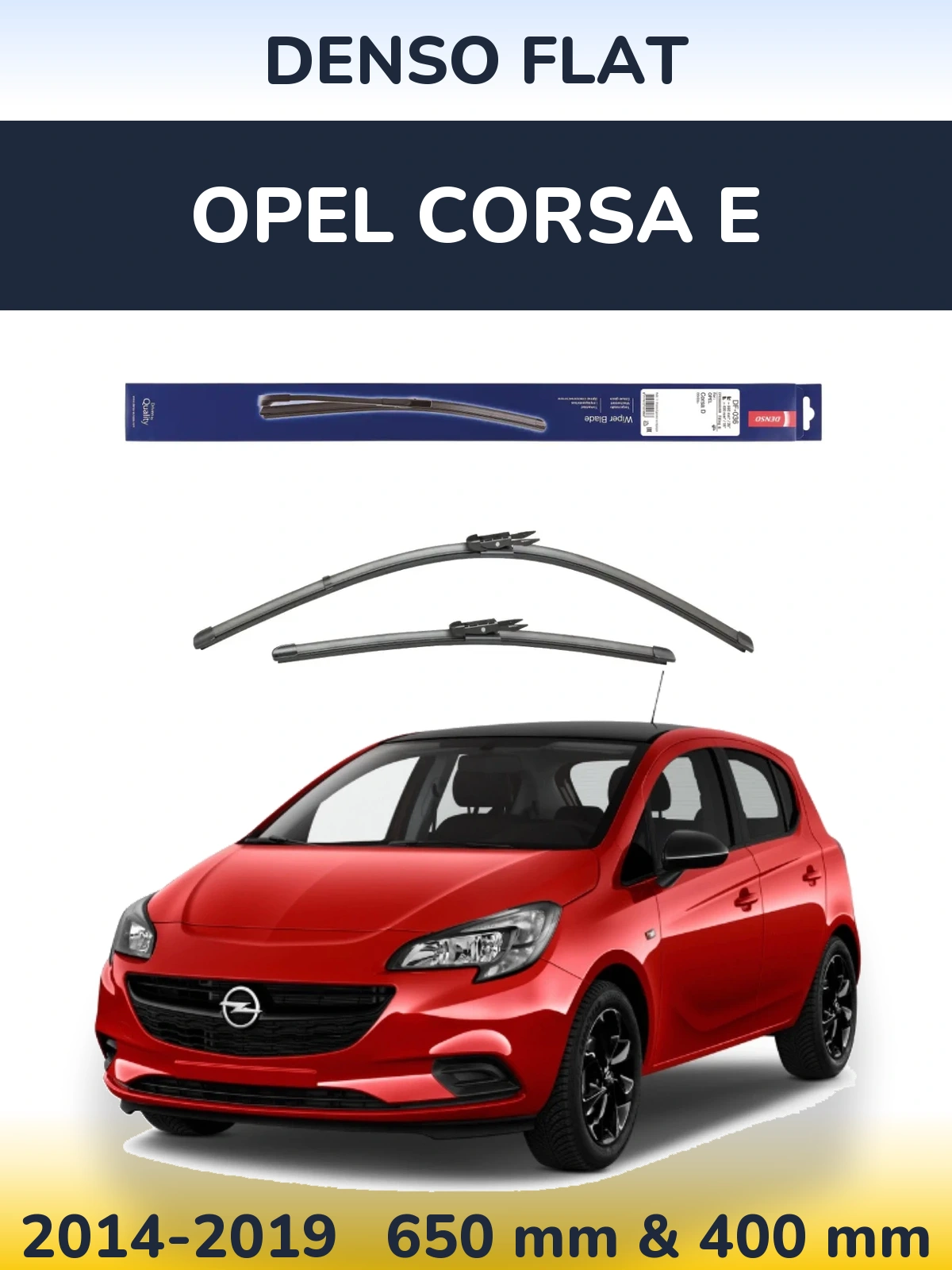 Front wiper blade set Denso Flat 650 & 400 mm for Opel Corsa E 2014-2019