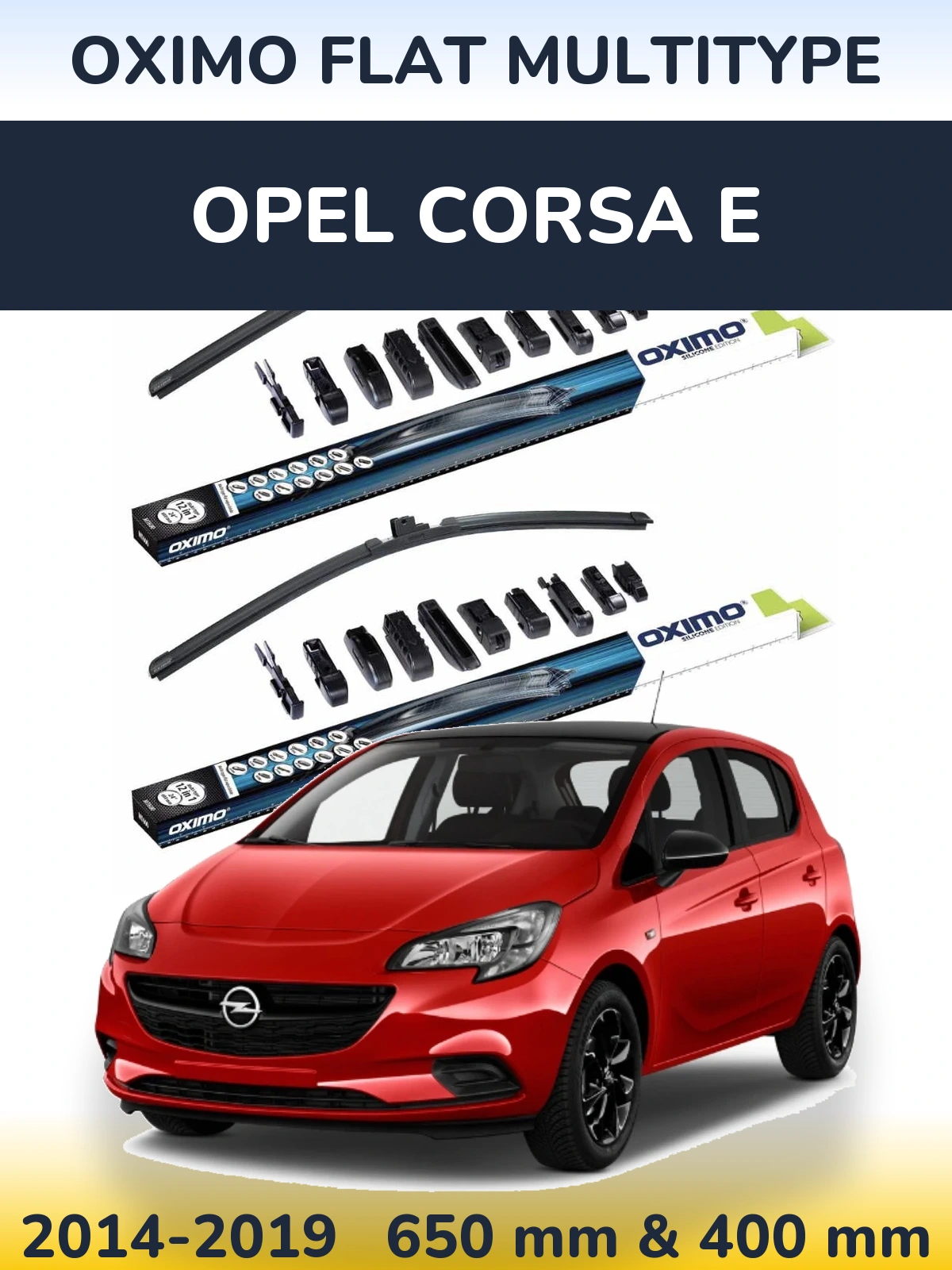 Komplet przednich wycieraczek Oximo Flat MultiType 650 & 400 mm do Opel Corsa E 2014-2019