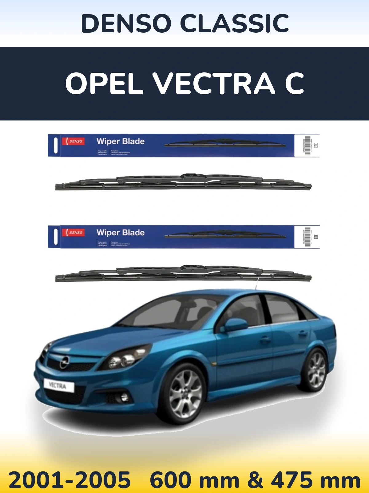Komplet przednich wycieraczek Denso Classic 600 & 475 mm do Opel Vectra C 2001-2005