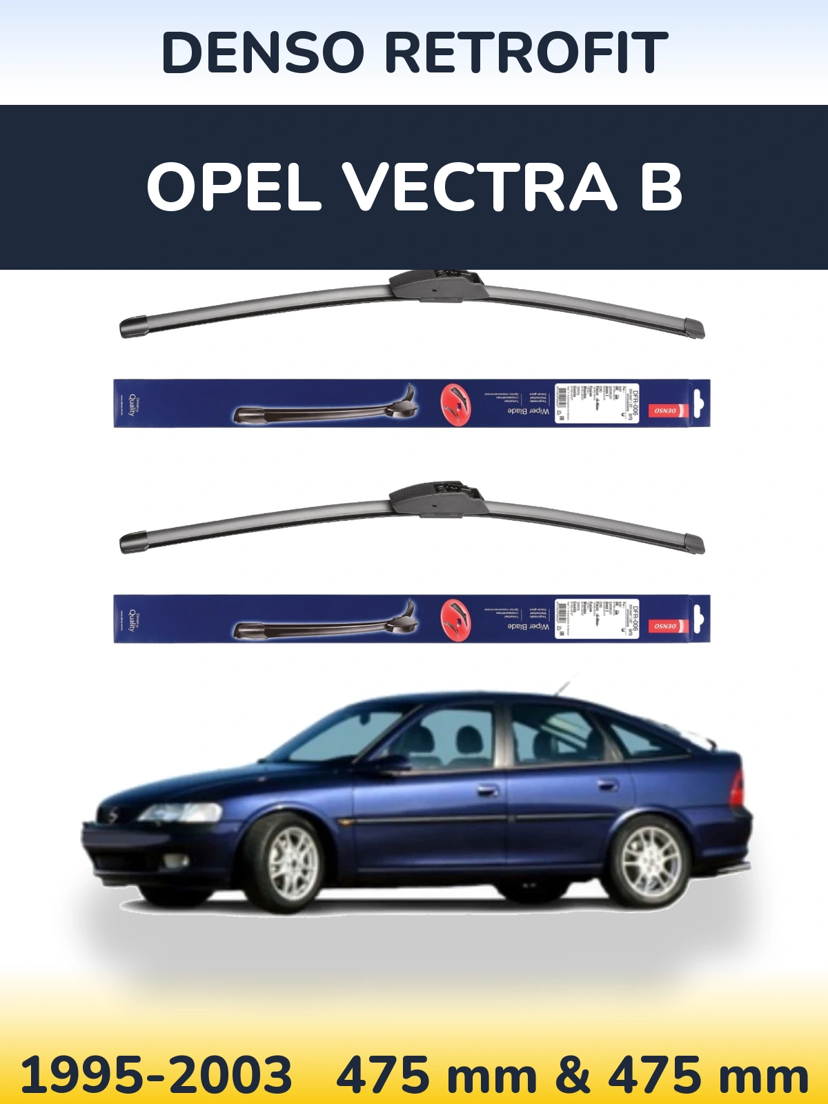 Комплект передних дворников Denso Retrofit 475 & 475 мм для Opel Vectra B 1995-2003
