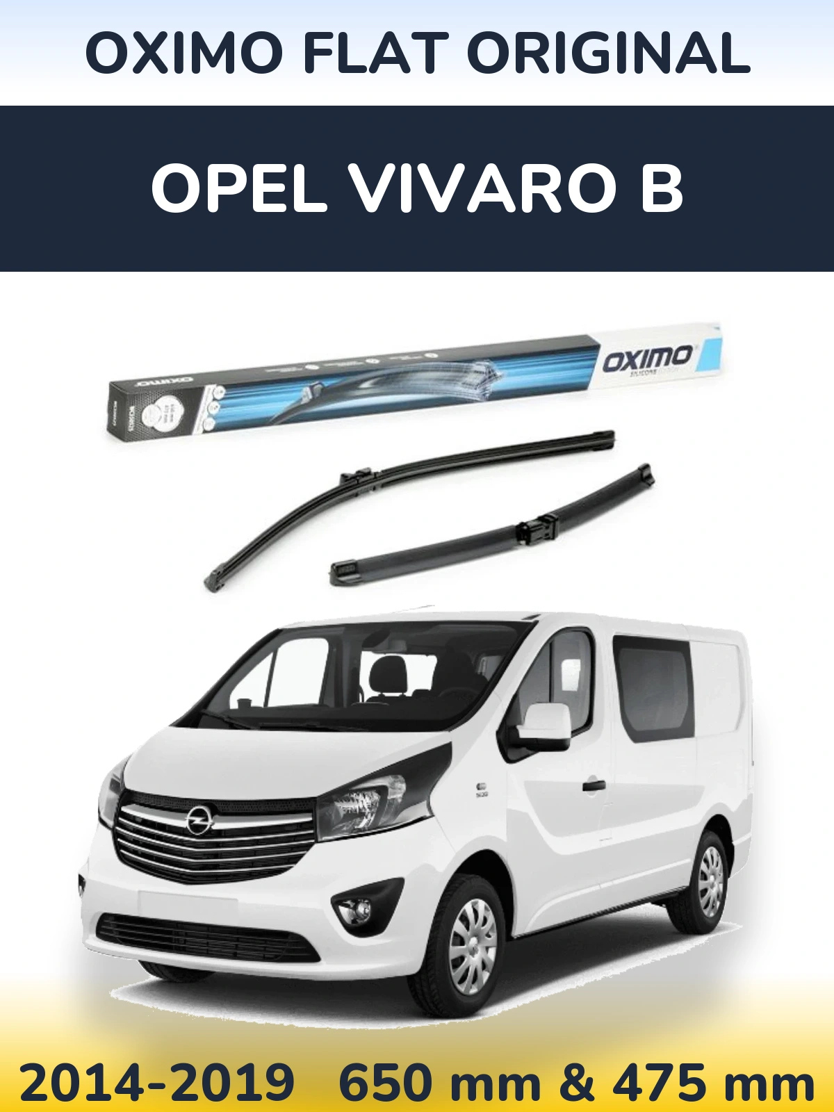 Комплект передних дворников Oximo Flat Original 650 & 475 мм для Opel Vivaro B 2014-2019