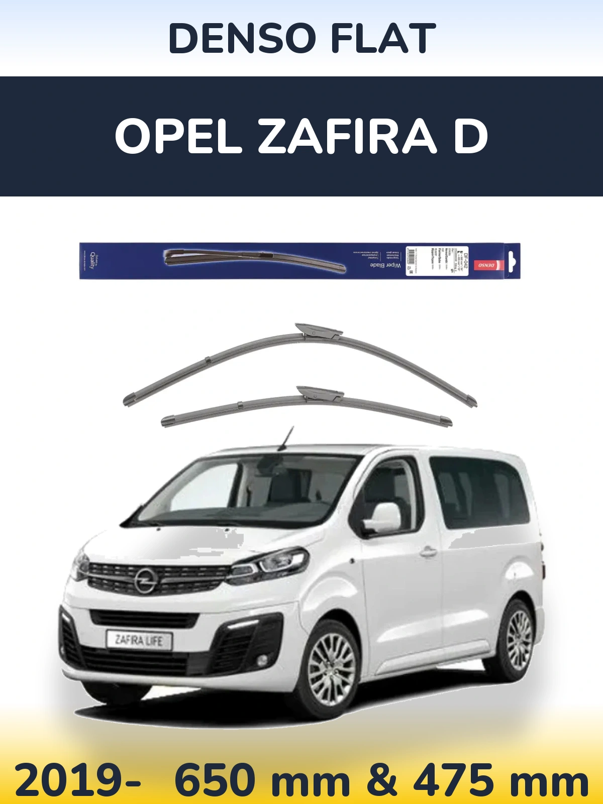 Front wiper blade set Denso Flat 650 & 450 mm for Opel Zafira D 2019-2026
