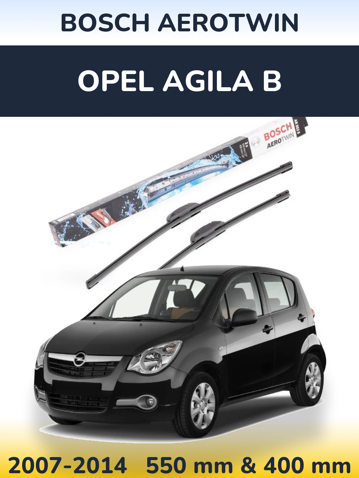 Komplet przednich wycieraczek BOSCH AeroTwin 550 & 400 mm do Opel Agila B 2007-2014