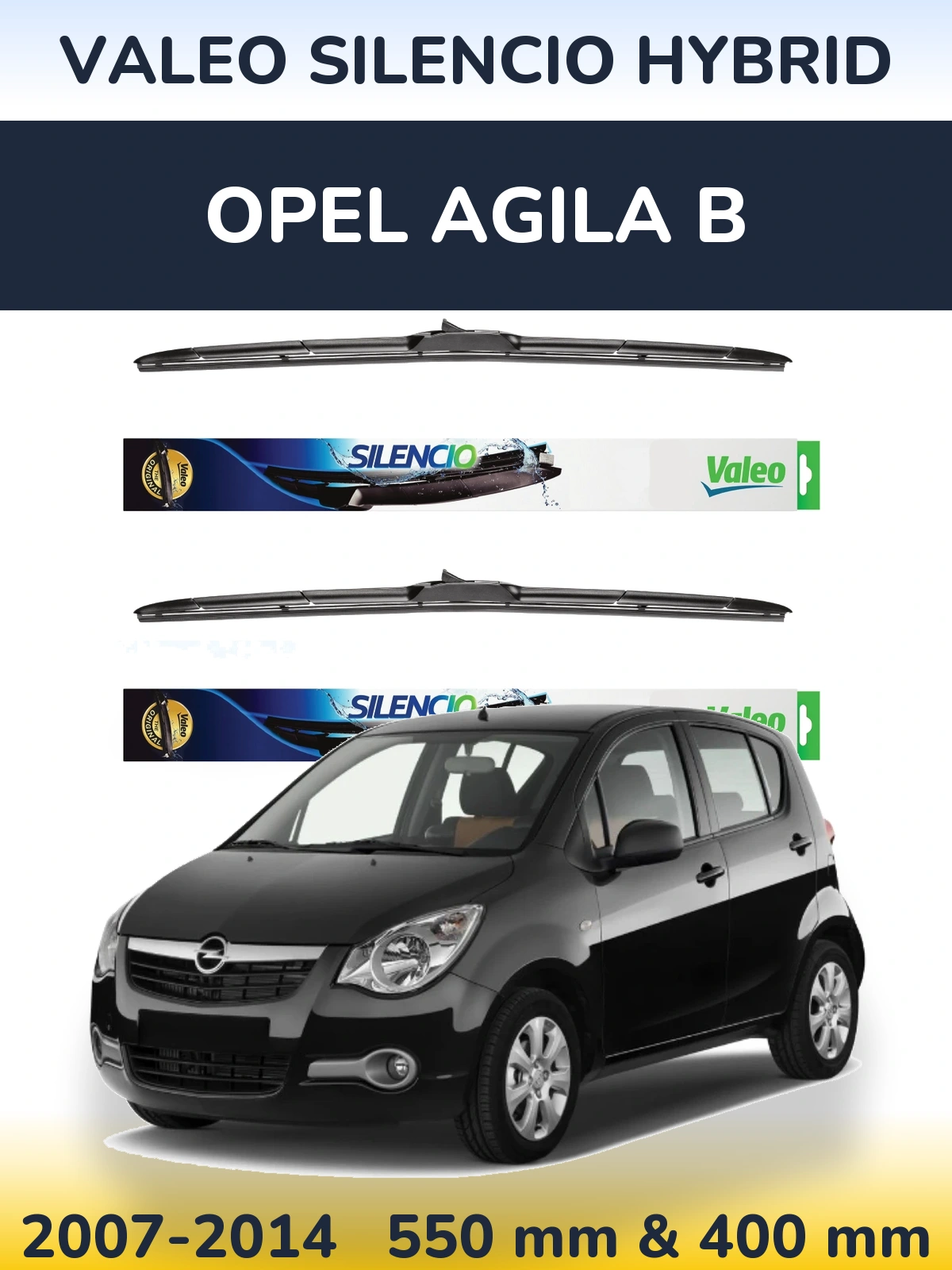 Комплект передних дворников Valeo Silencio Hybrid 550 & 400 мм для Opel Agila B 2007-2014