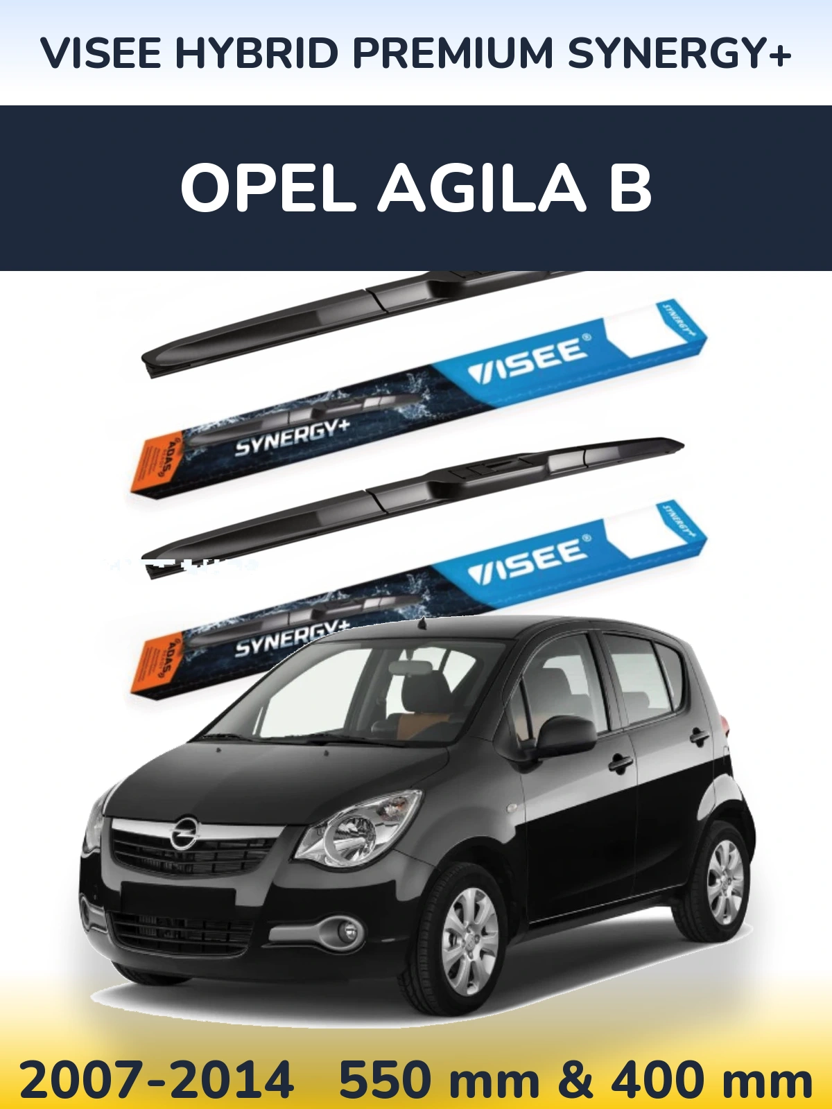 Комплект передних дворников VISEE HYBRID PREMIUM SYNERGY+ 550 & 400 мм для Opel Agila B 2007-2014