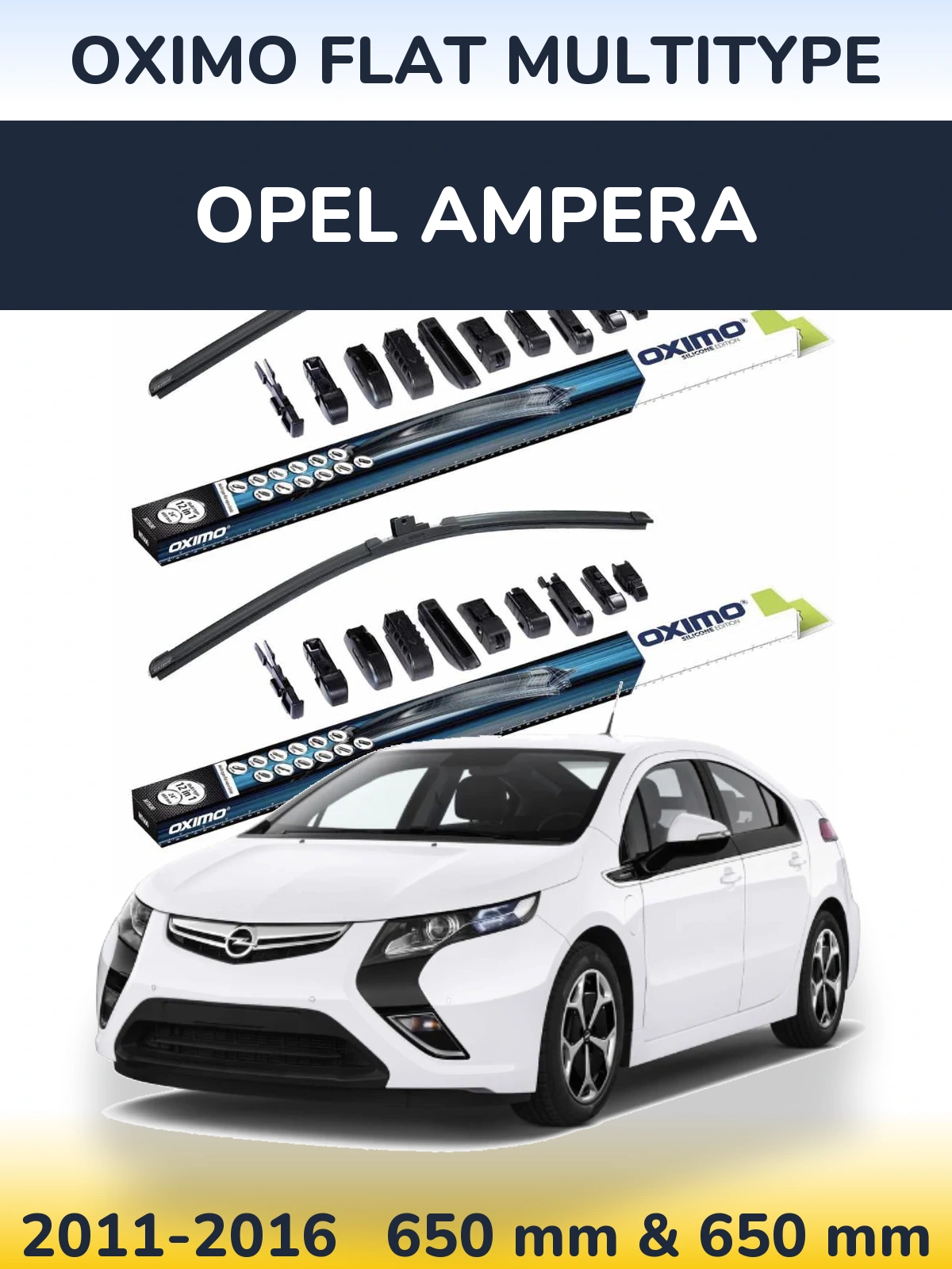 Комплект передних дворников Oximo Flat MultiТипe 650 & 650 мм для Opel Ampera 2011-2016